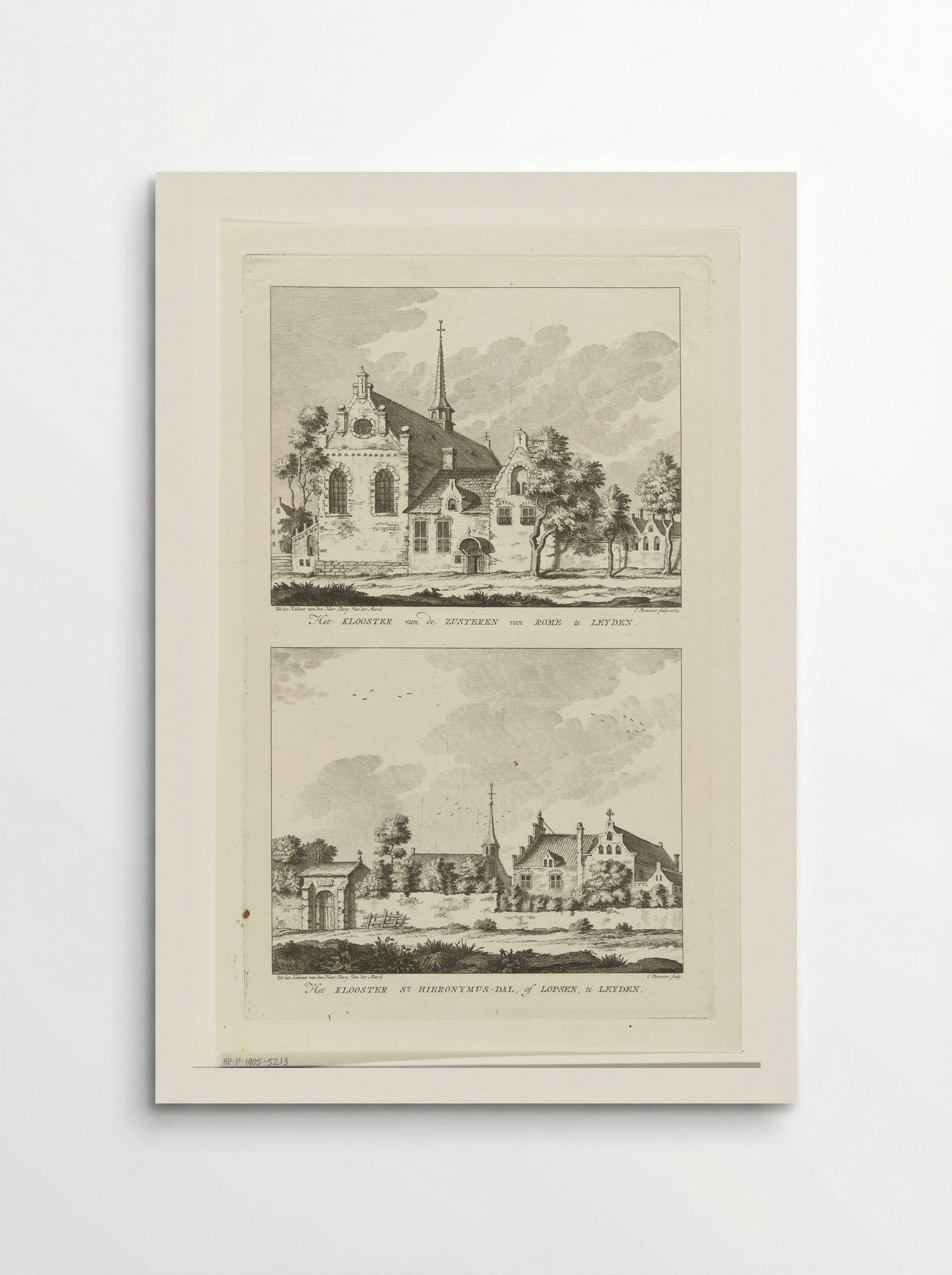 Twee gezichten op kloosters te Leiden - Cornelis Brouwer - Poster