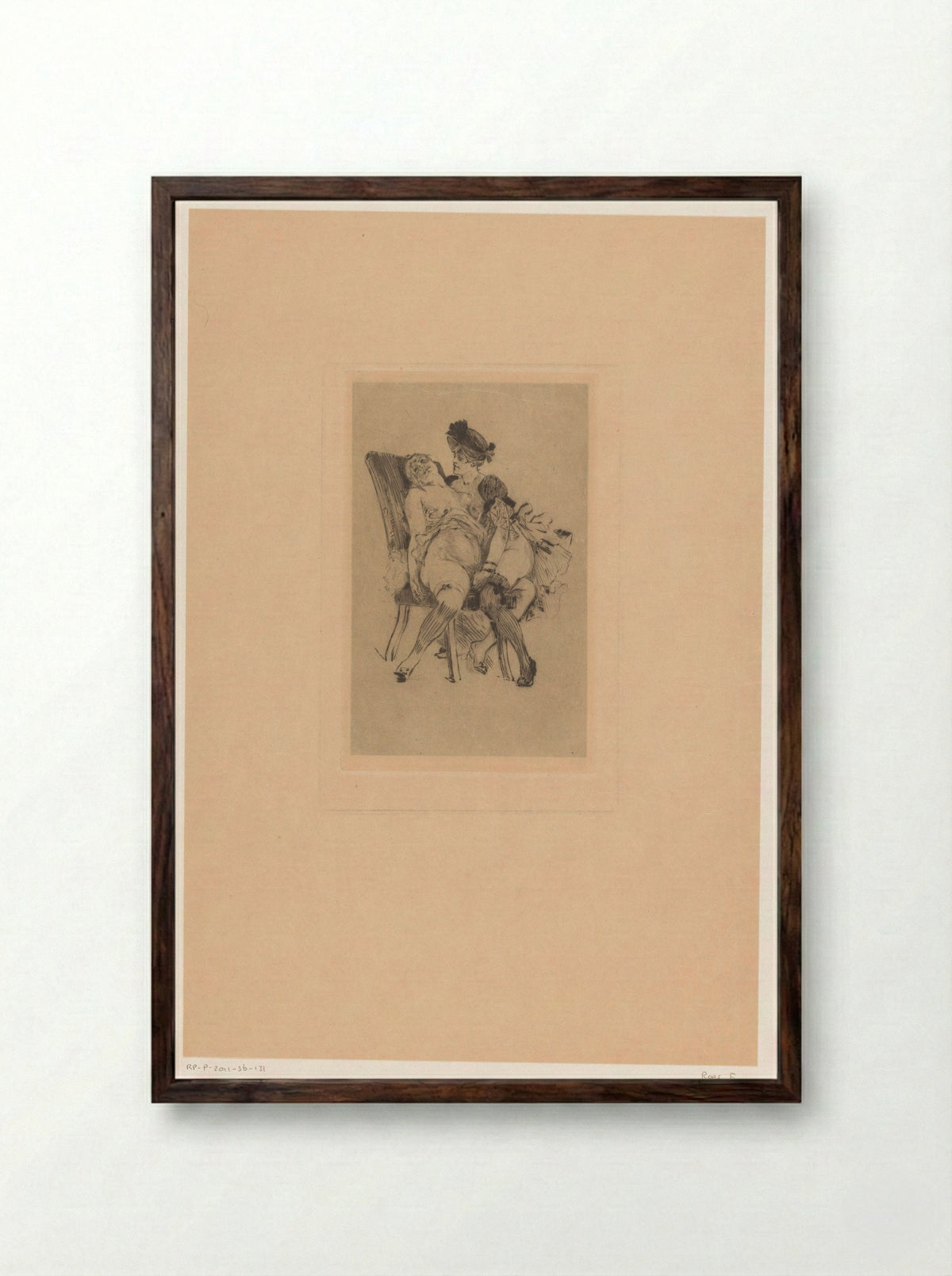 Twee halfnaakte vrouwen - Félicien Rops - Framed Print Dark Wood