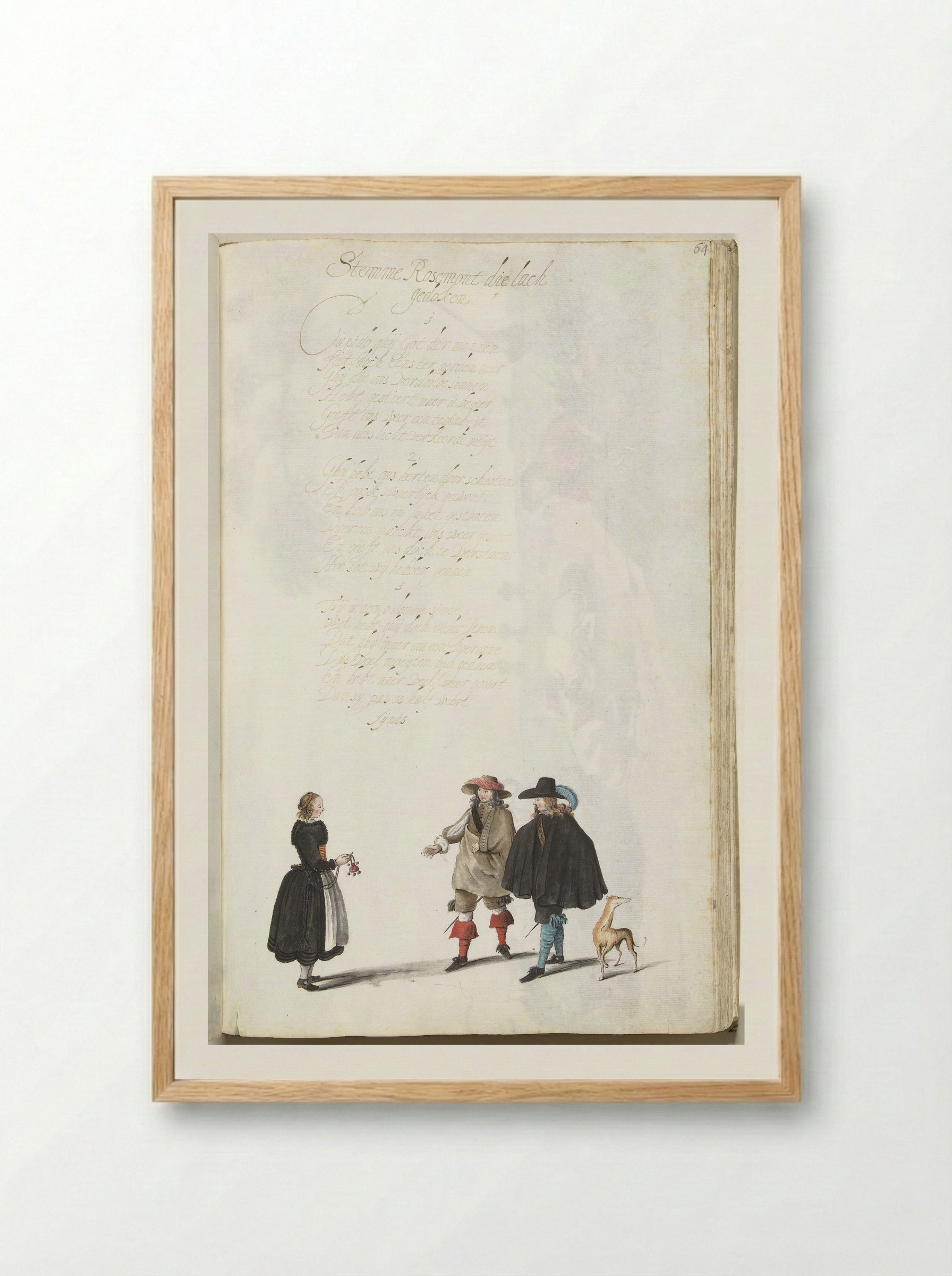 Twee heren en een boerenmeisje - Gesina ter Borch - Framed Print Wood