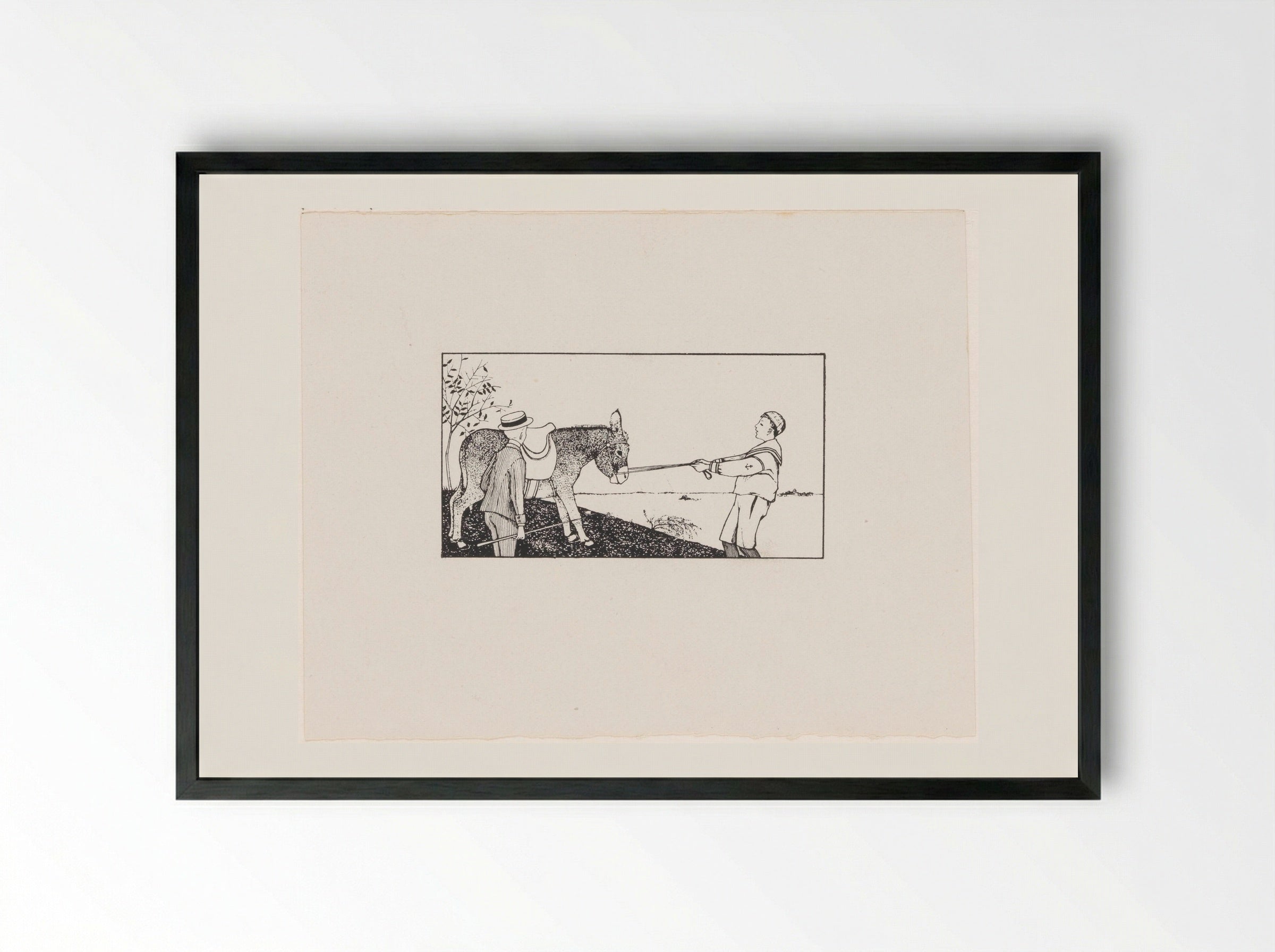 Twee jongens en een ezel - Julie de Graag - Framed Print Black