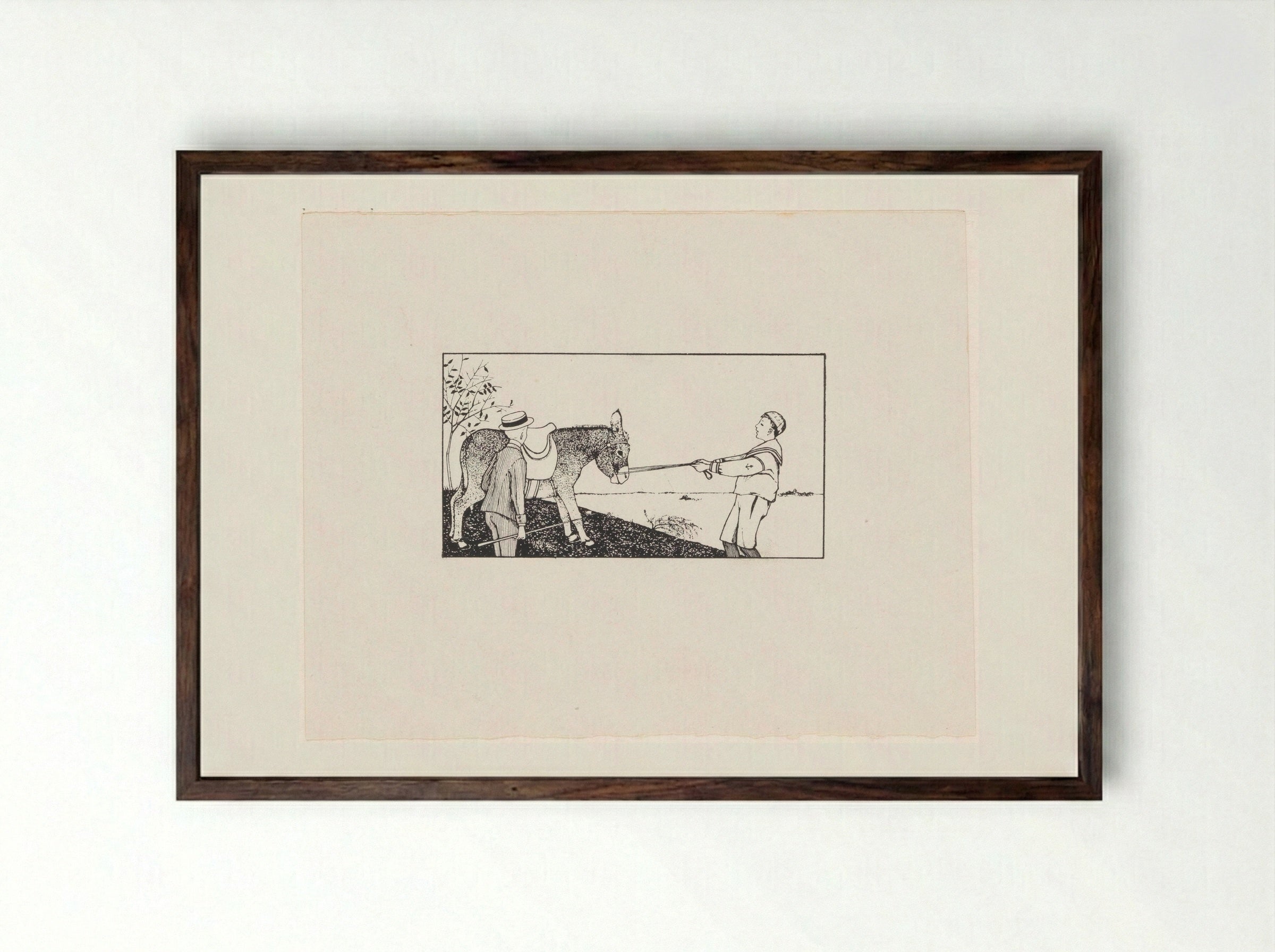 Twee jongens en een ezel - Julie de Graag - Framed Print Dark Wood