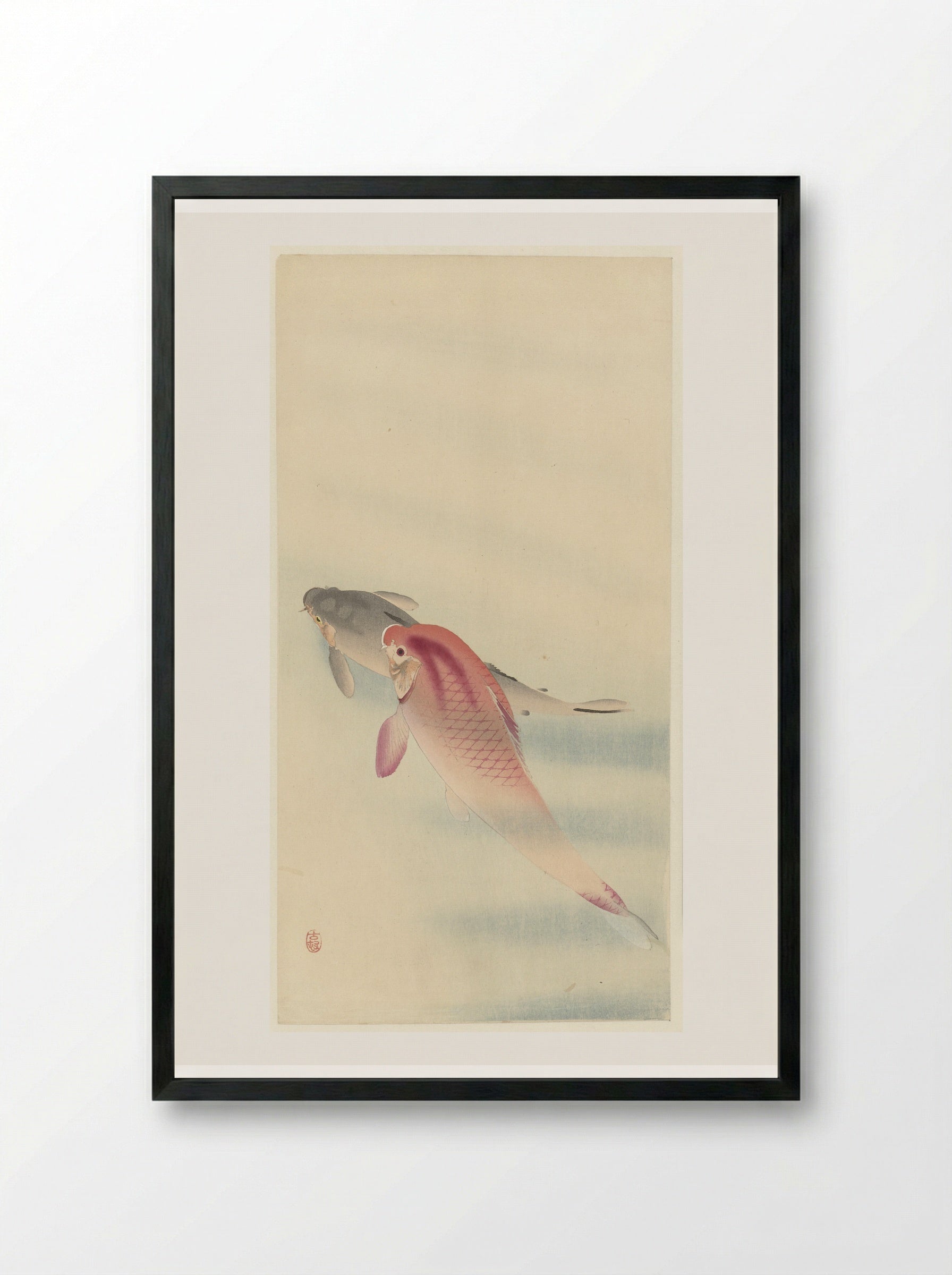 Twee karpers (Two Carp) - Matsuki Heikichi - Framed Print Black