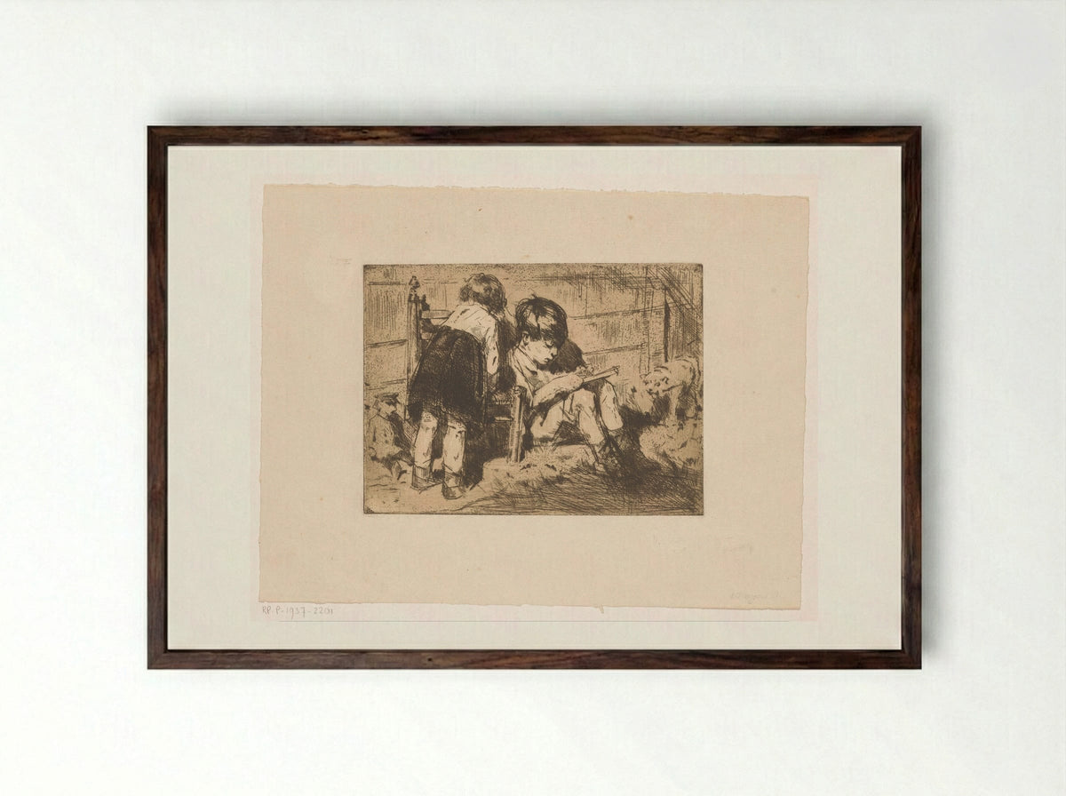 Twee kinderen - Han van Meegeren - Framed Print Dark Wood