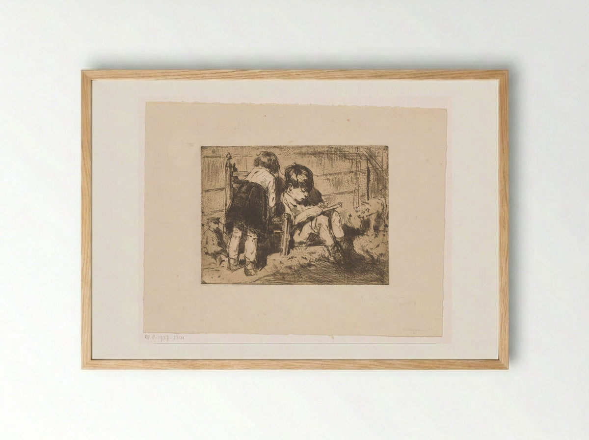Twee kinderen - Han van Meegeren - Framed Print Wood