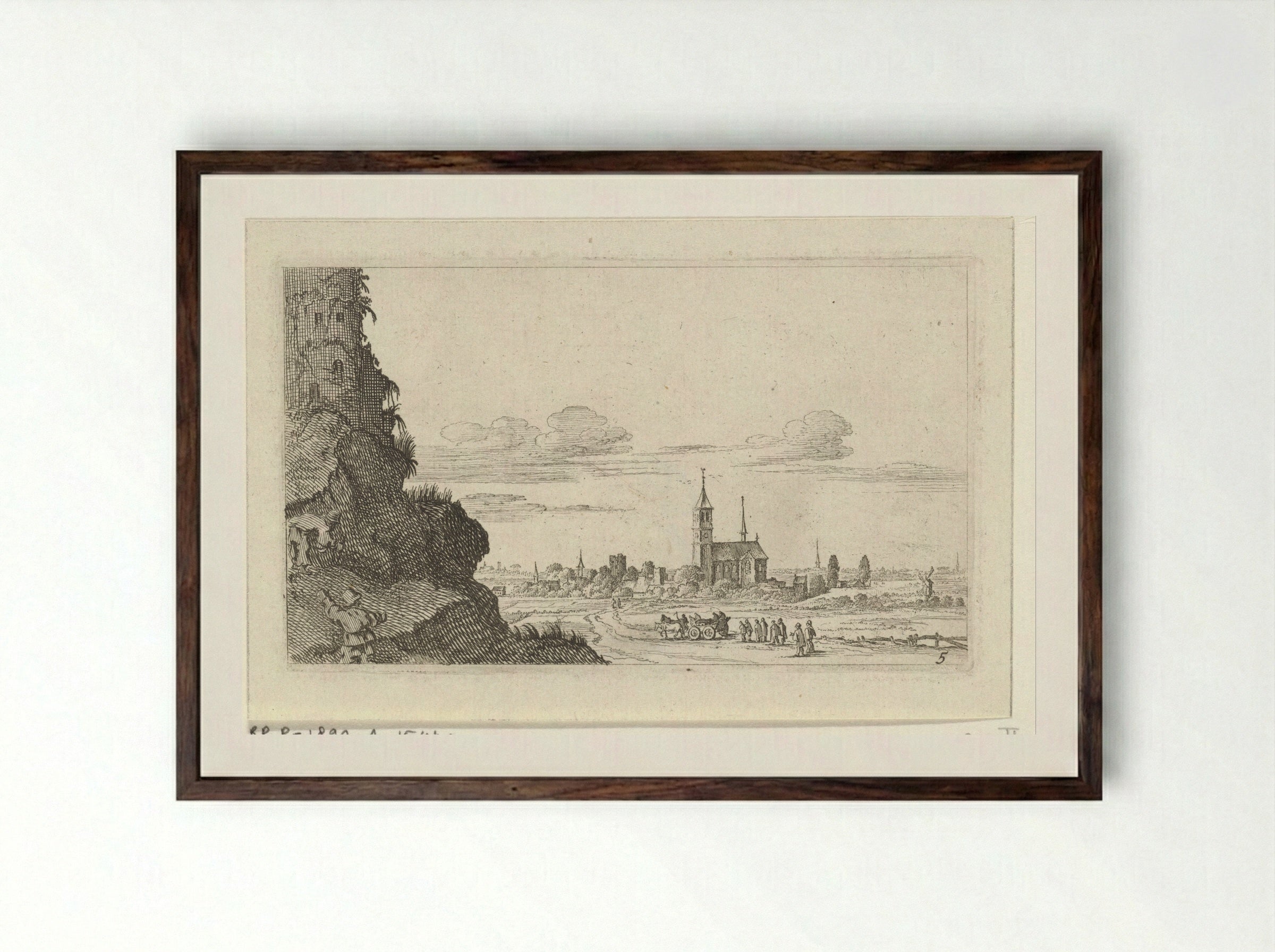 Twee klimmers op een ruïne - Gillis van Scheyndel (I) - Framed Print Dark Wood