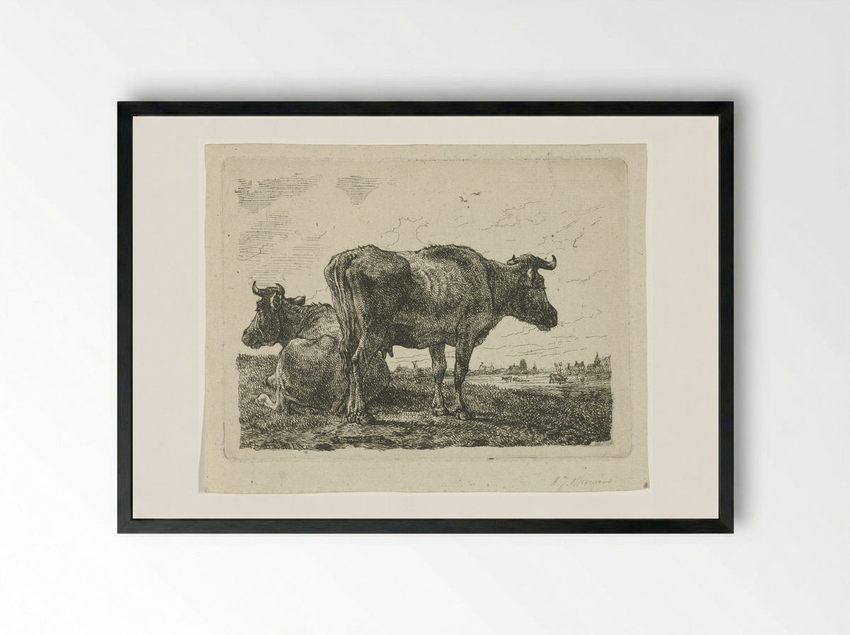 Twee koeien (Two Cows) - Anthony Jacobus Offermans - Framed Print Black
