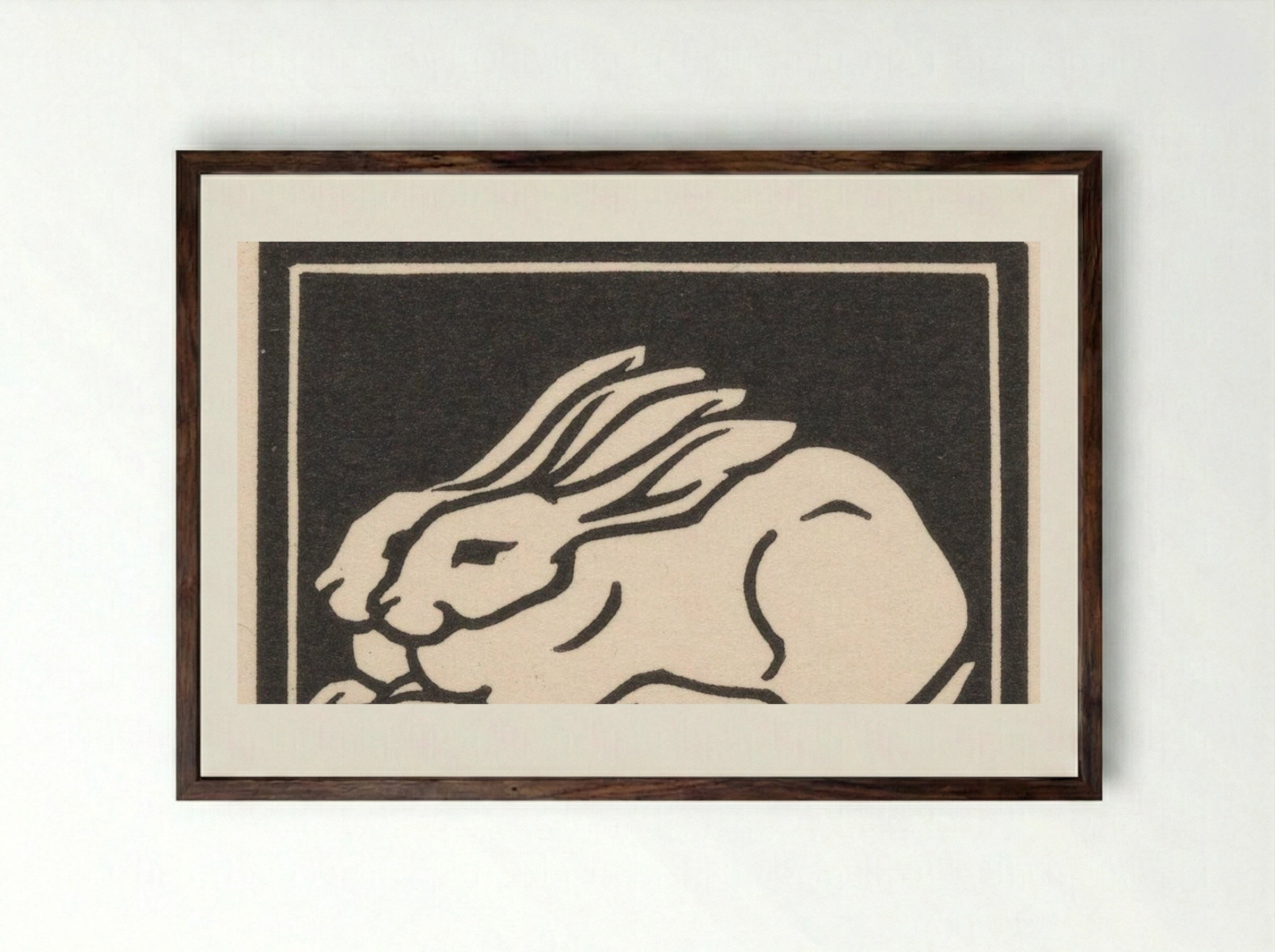 Twee konijnen (Two Rabbits) - Julie de Graag - Framed Print Dark Wood