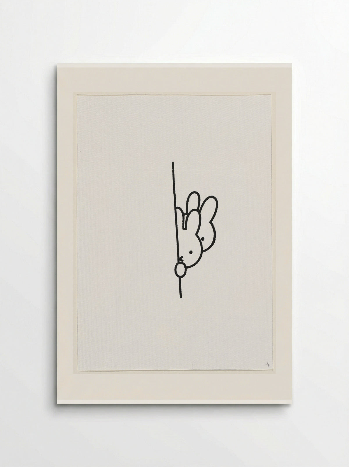 Twee konijnenhoofden achter muur II - Dick Bruna - Poster