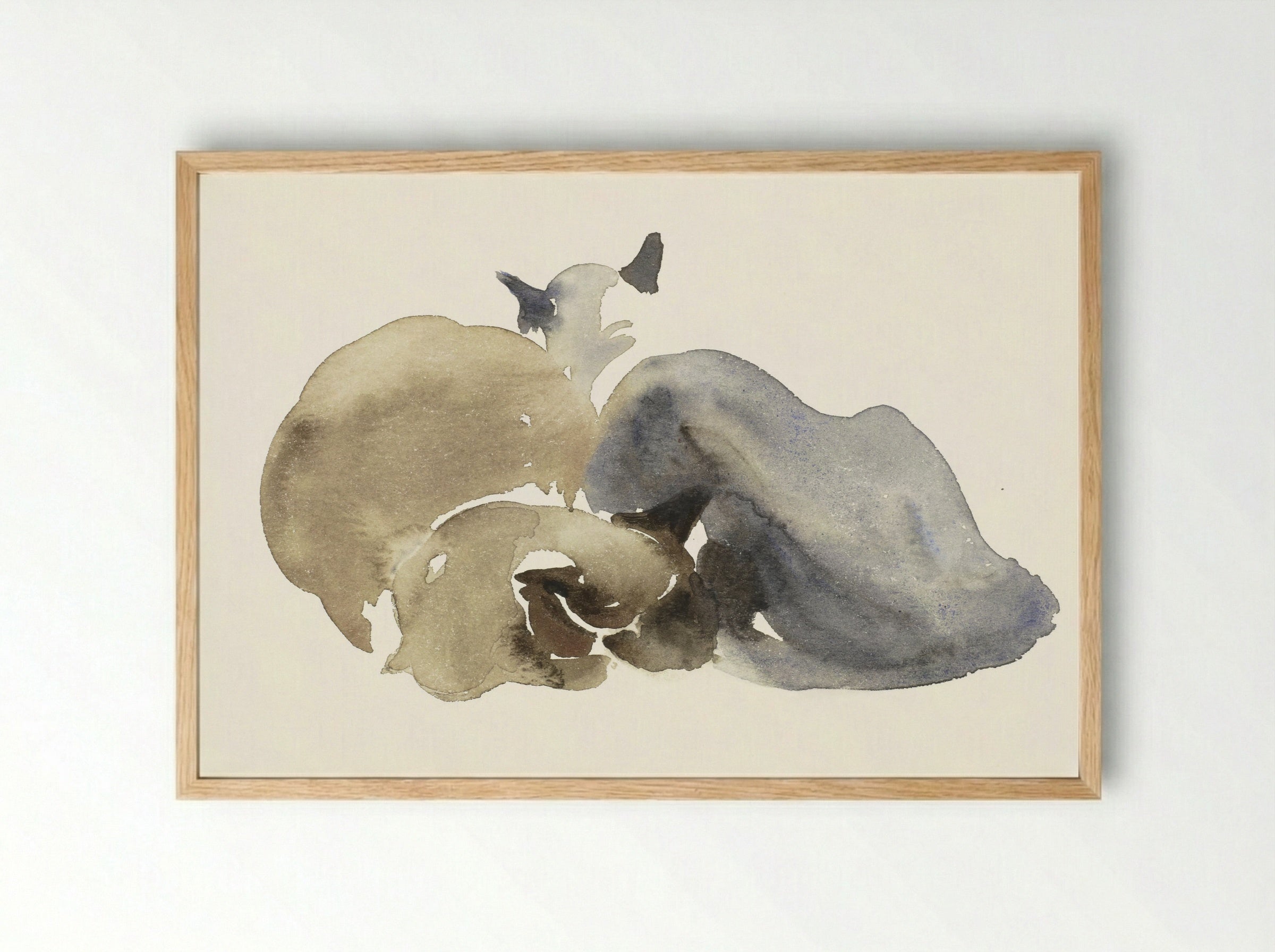 Twee liggende Siamese katten - Sonja Dwinger - Framed Print Wood