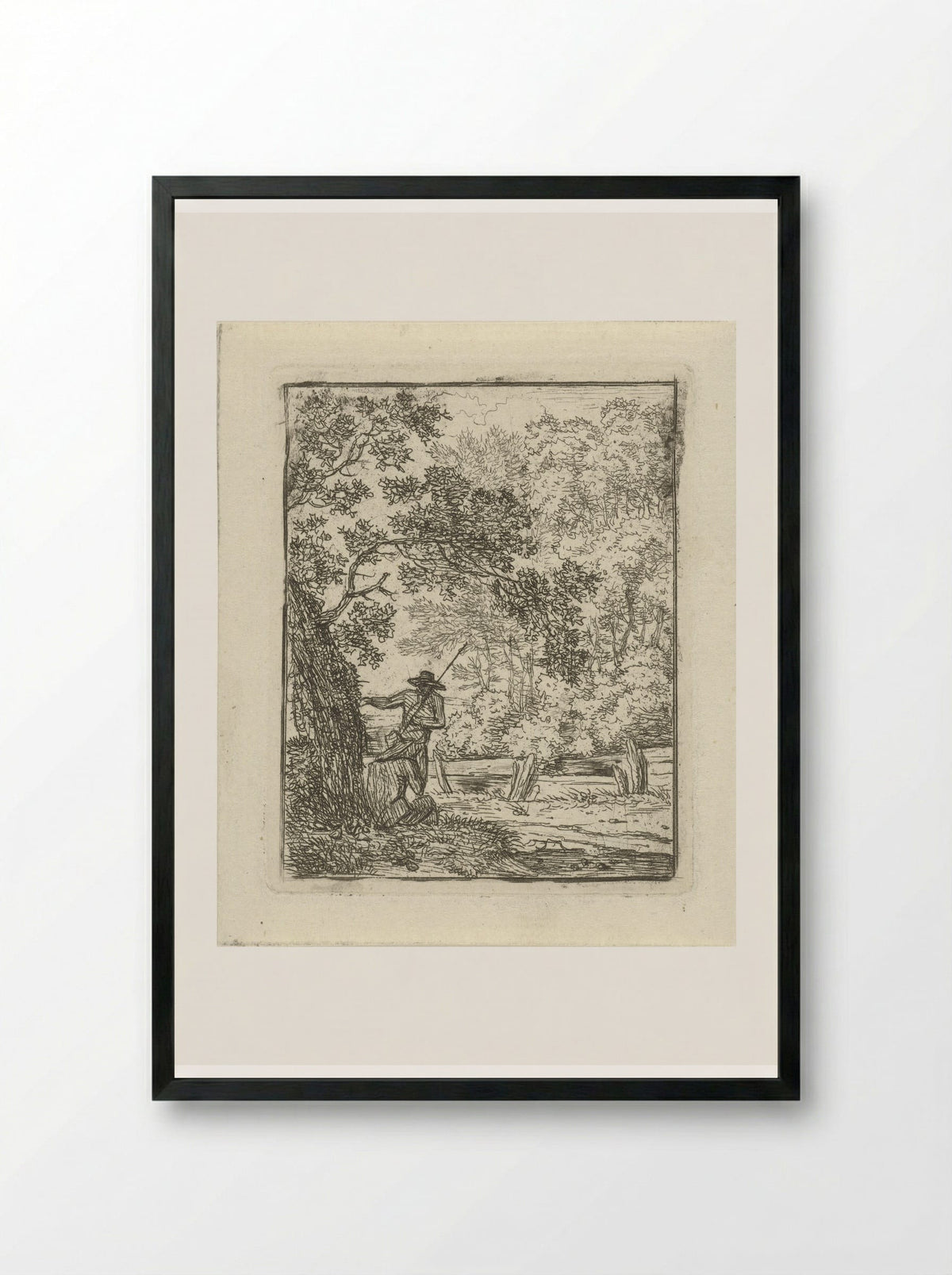 Twee mannen bij een boom - Hermanus Fock - Framed Print Black