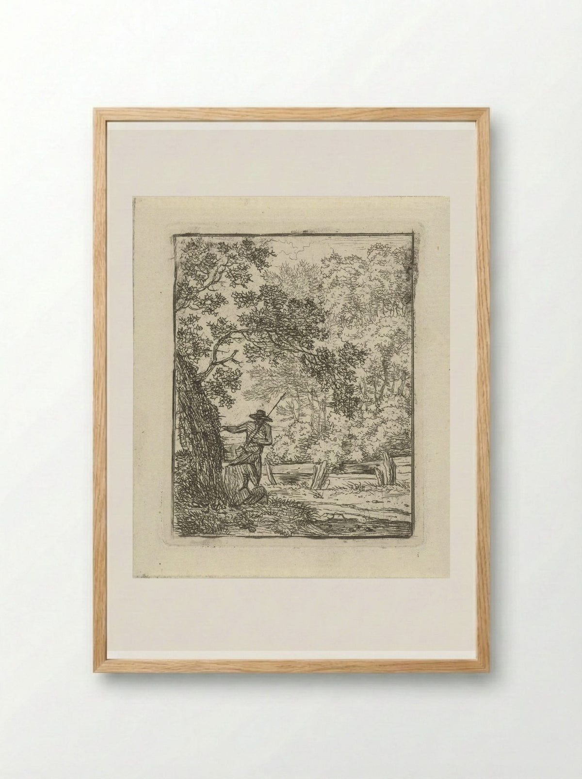 Twee mannen bij een boom - Hermanus Fock - Framed Print Wood