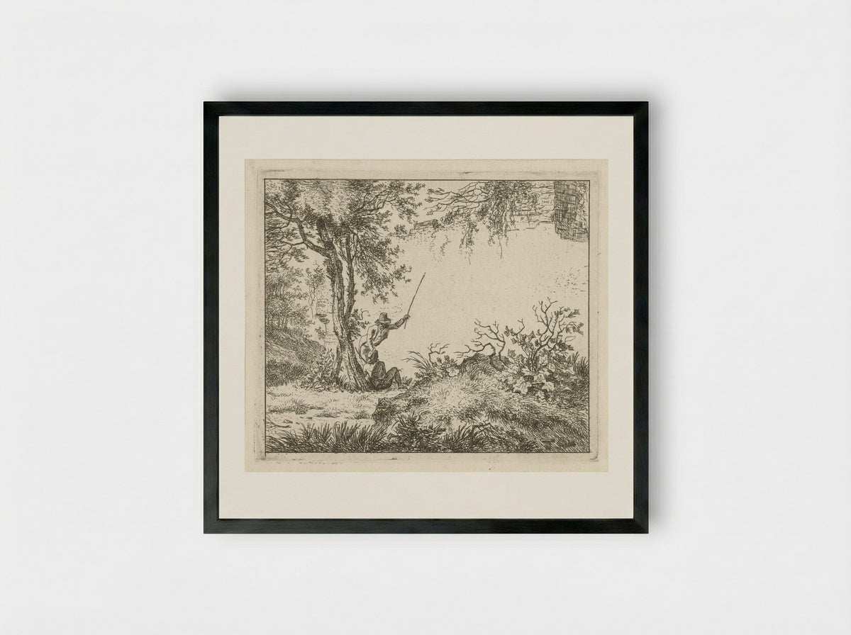 Twee mannen bij een muur - Hermanus Fock - Framed Print Black