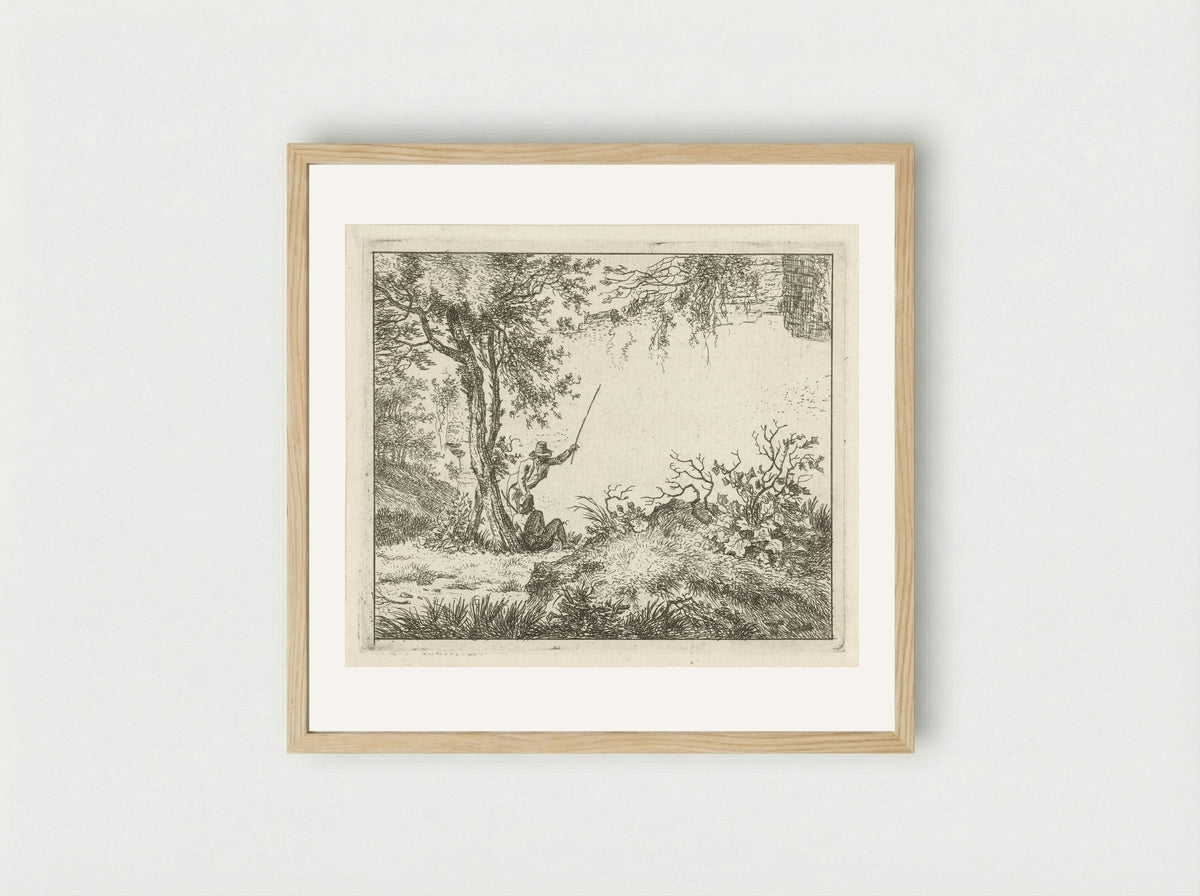 Twee mannen bij een muur - Hermanus Fock - Framed Print Wood