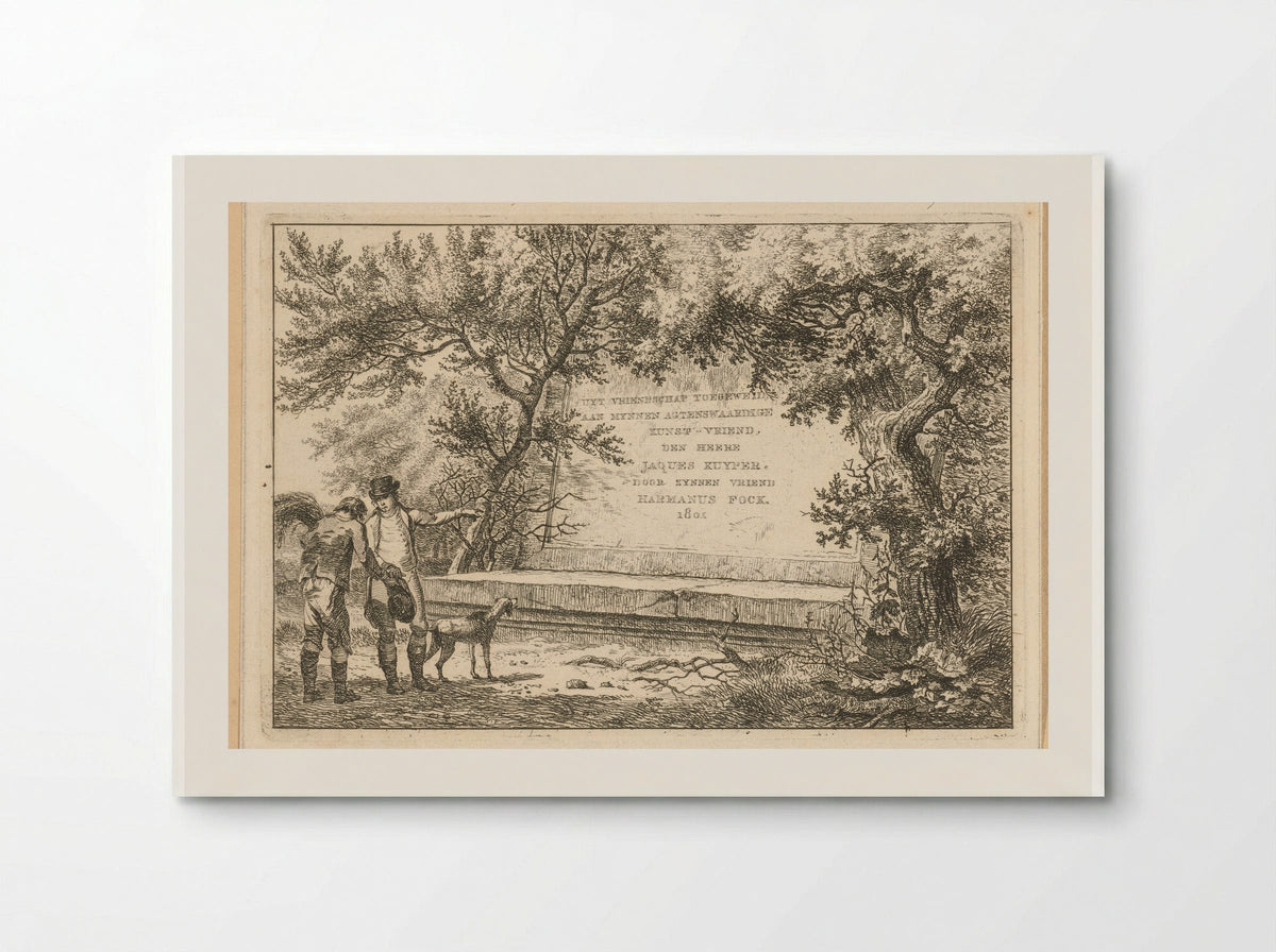 Twee mannen bij stenen cartouche - Hermanus Fock - Poster