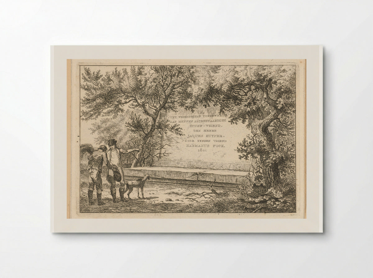 Twee mannen bij stenen cartouche - Hermanus Fock - Poster