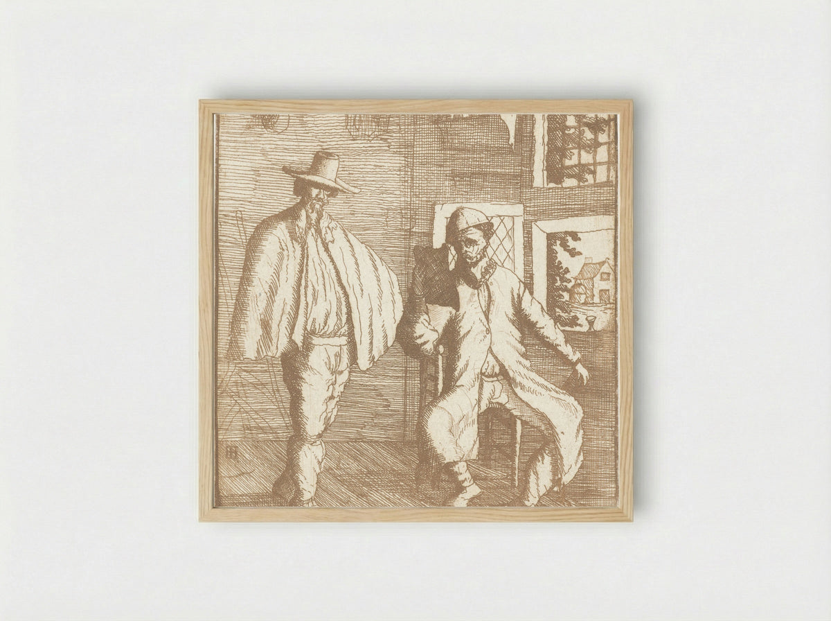 Twee mannen in een interieur - James Hazard - Framed Print Wood