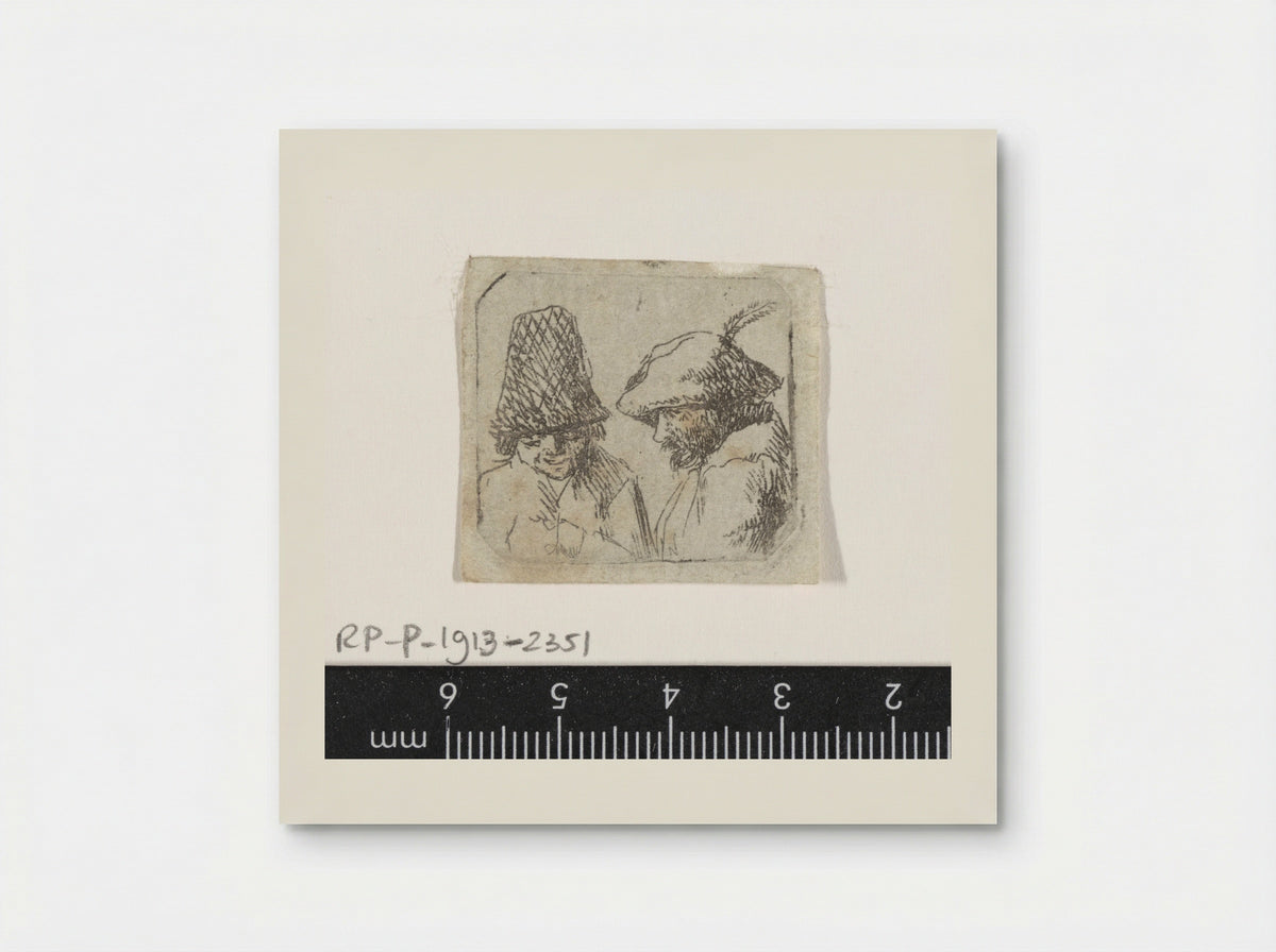 Twee mannen, één met hoge muts - Antoon Overlaet - Poster