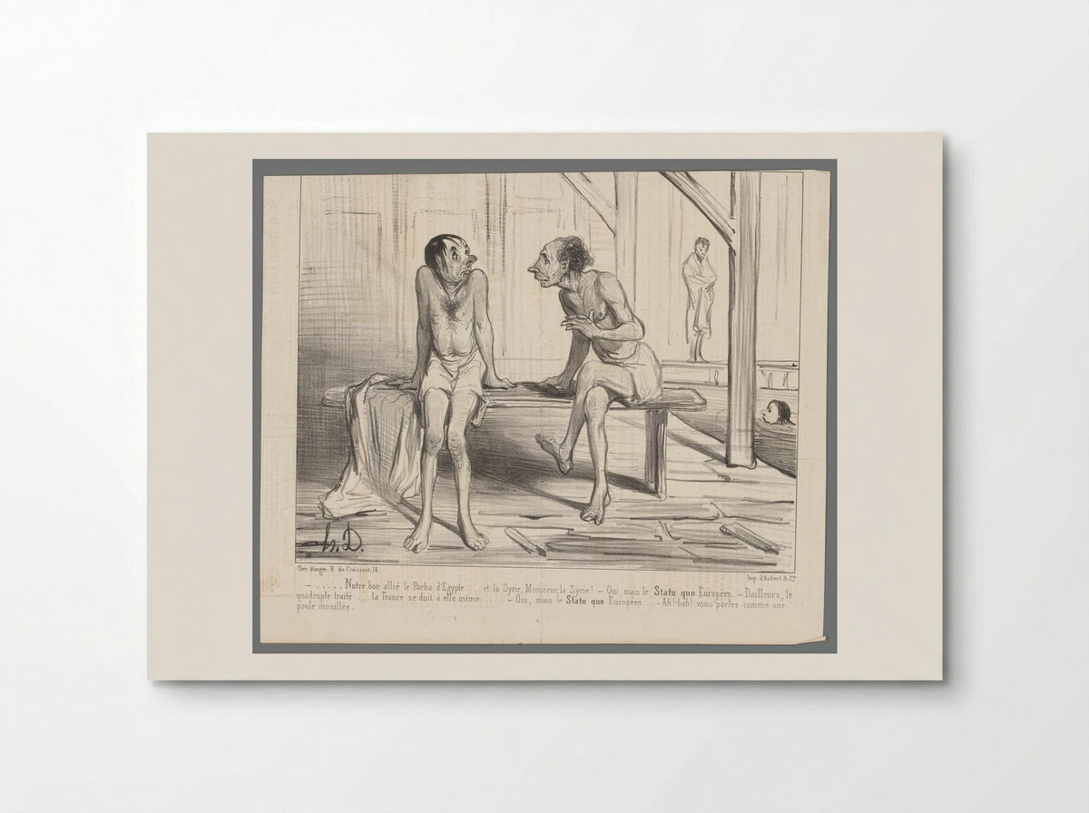 Twee mannen op een bank in het zwembad - Honoré Daumier - Poster