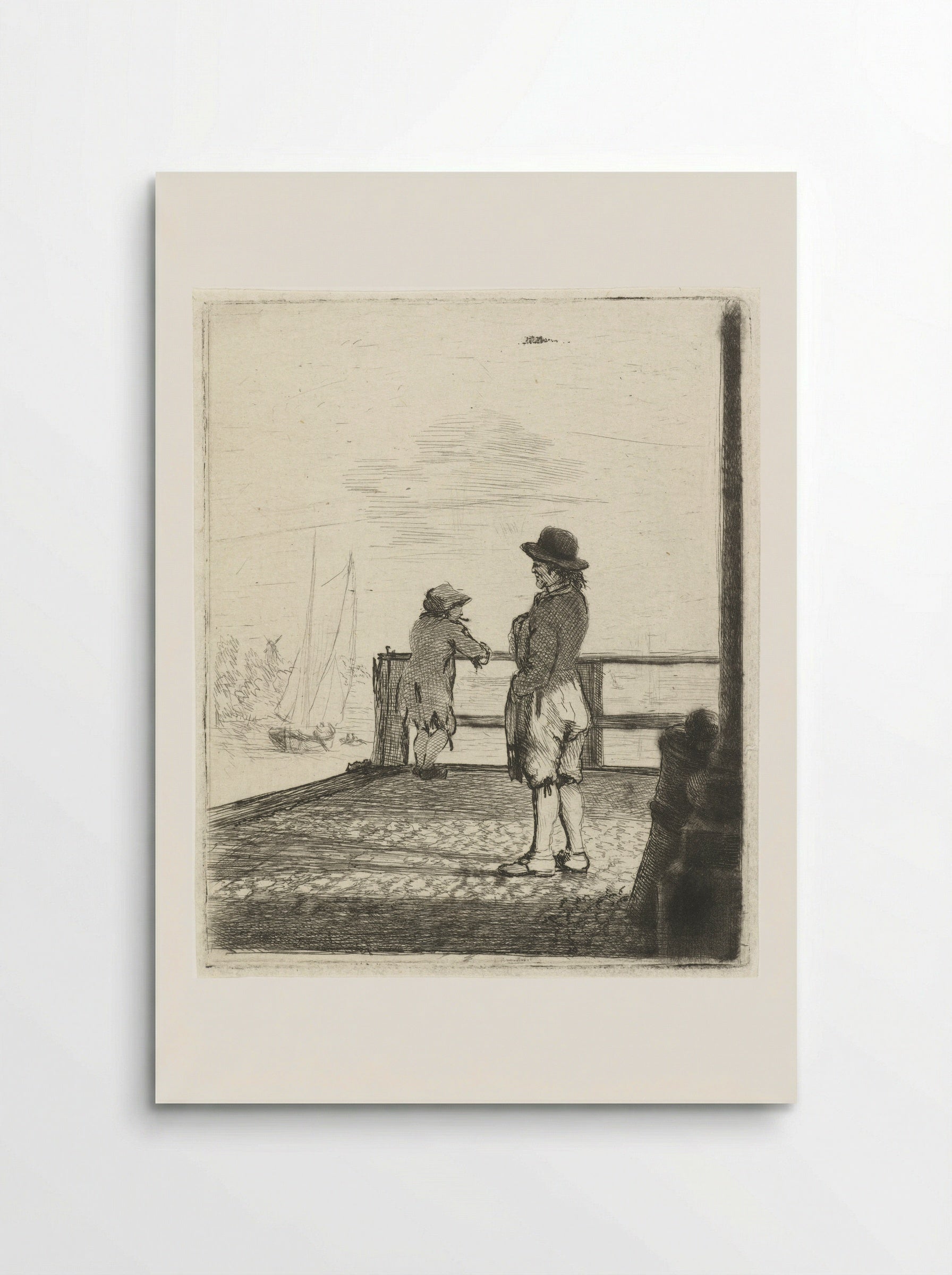 Twee matrozen wachten in de haven - Louis Bernard Coclers - Poster