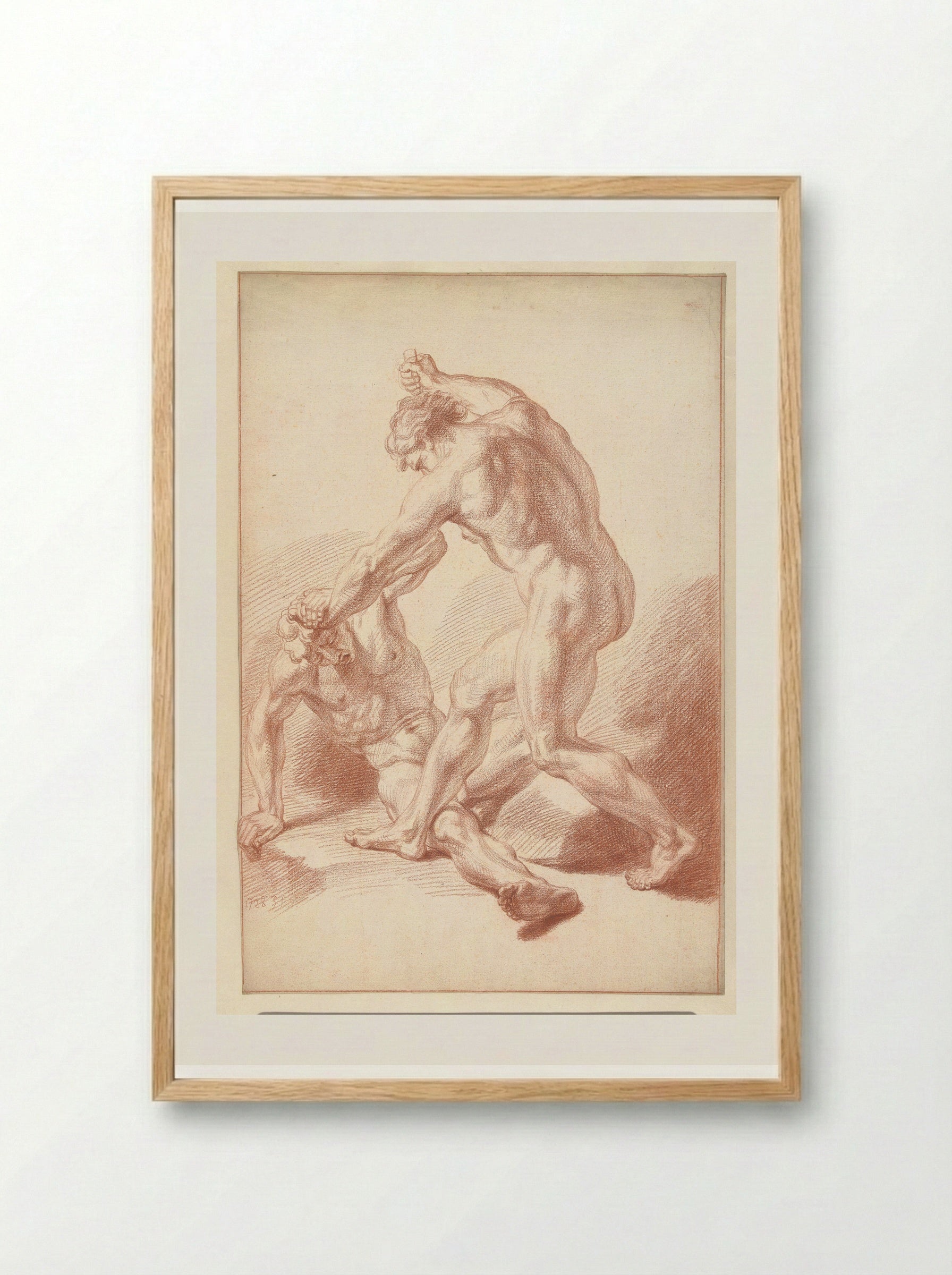 Twee naakte mannen in gevecht - Louis Fabritius Dubourg - Framed Print Wood