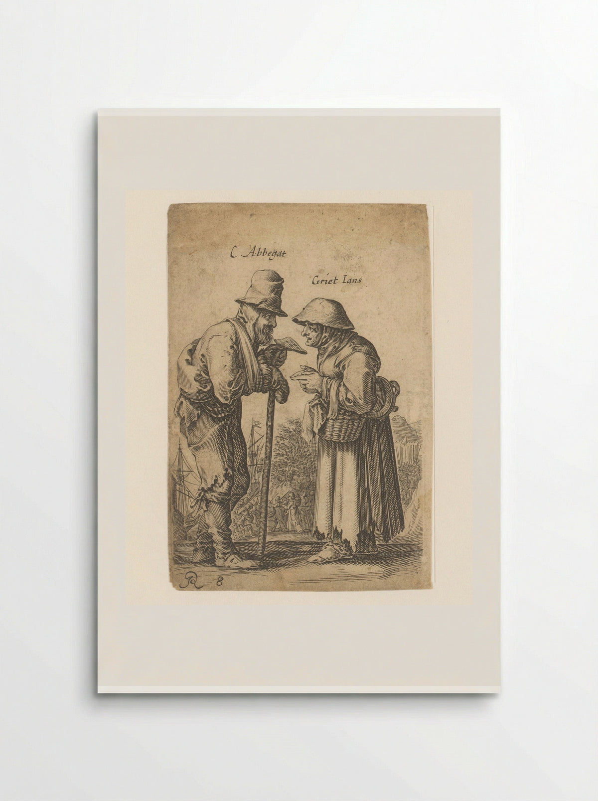 Twee oude bedelaars met elkaar in gesprek - Salomon Savery - Poster