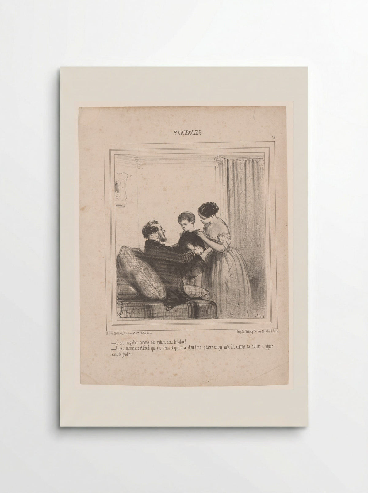 Twee ouders met een kind dat naar tabak ruikt - Edouard de Beaumont - Poster