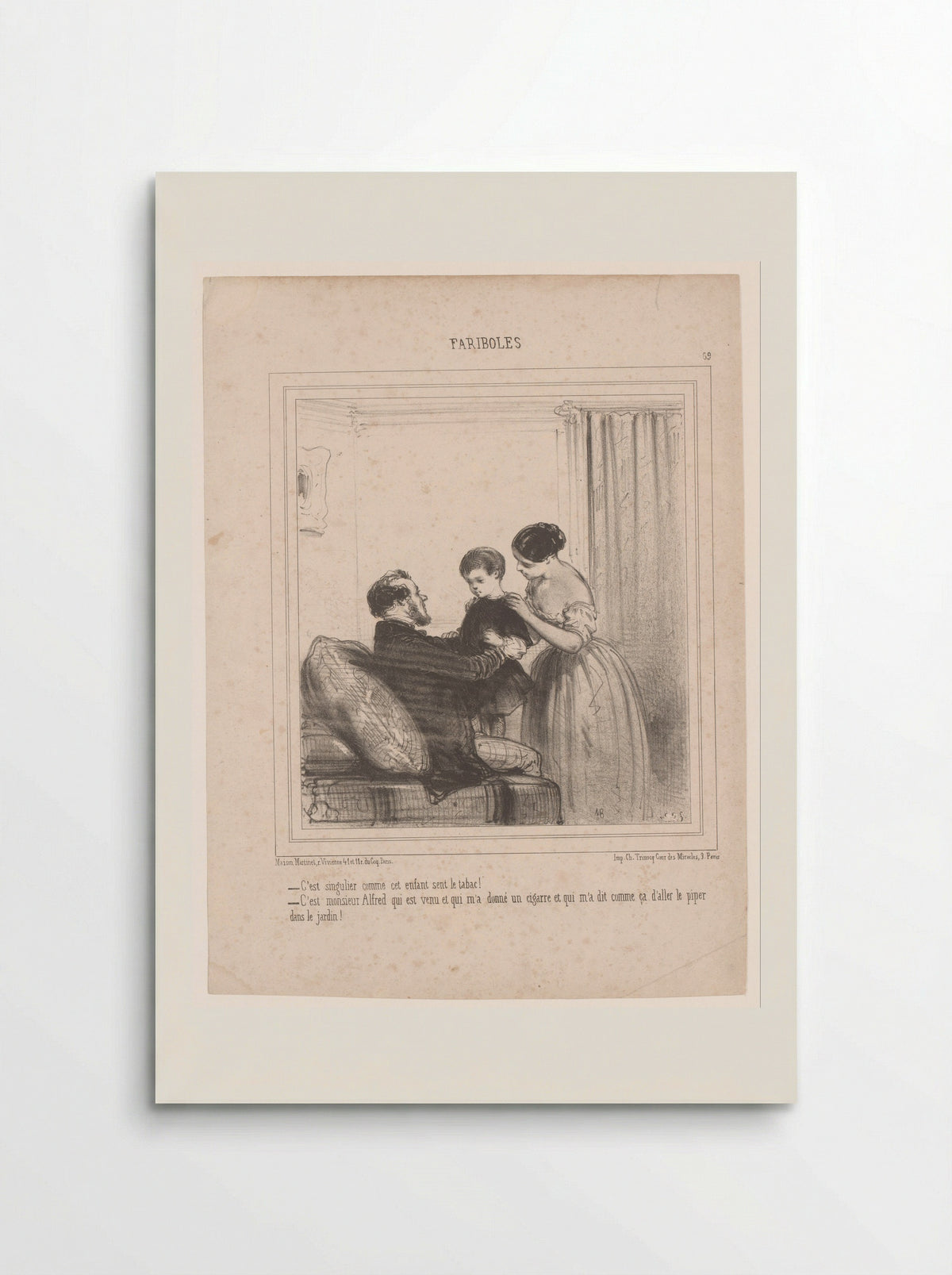 Twee ouders met een kind dat naar tabak ruikt - Edouard de Beaumont - Poster