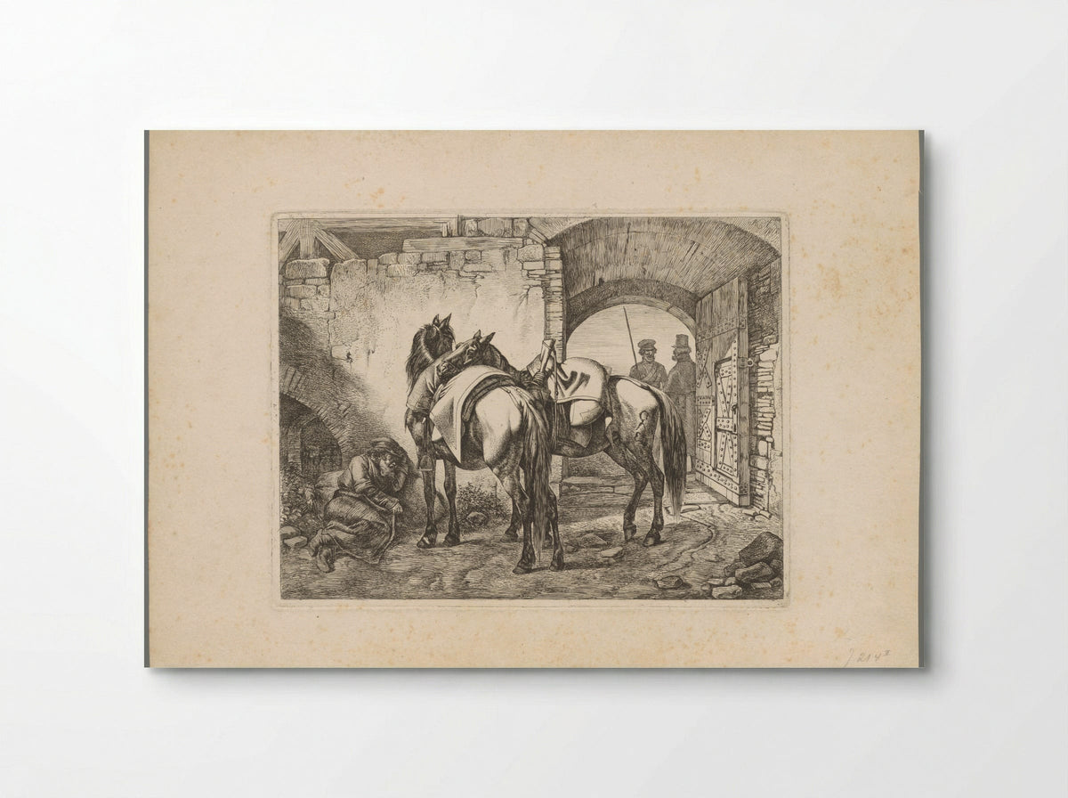 Twee paarden en drie Kozakken - Domenico Artaria - Poster