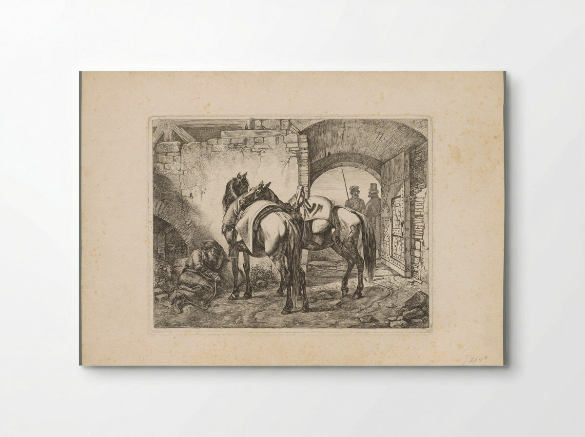Twee paarden en drie Kozakken - Domenico Artaria - Poster
