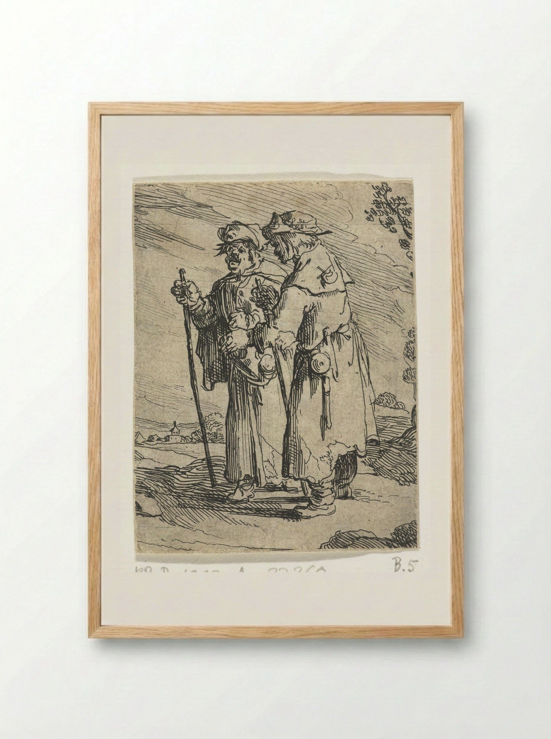 Twee pelgrims op de weg - Andries Both - Framed Print Wood