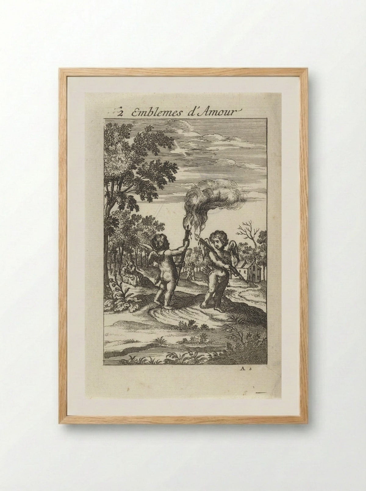 Twee putti met toortsen - Jan van Vianen - Framed Print Wood