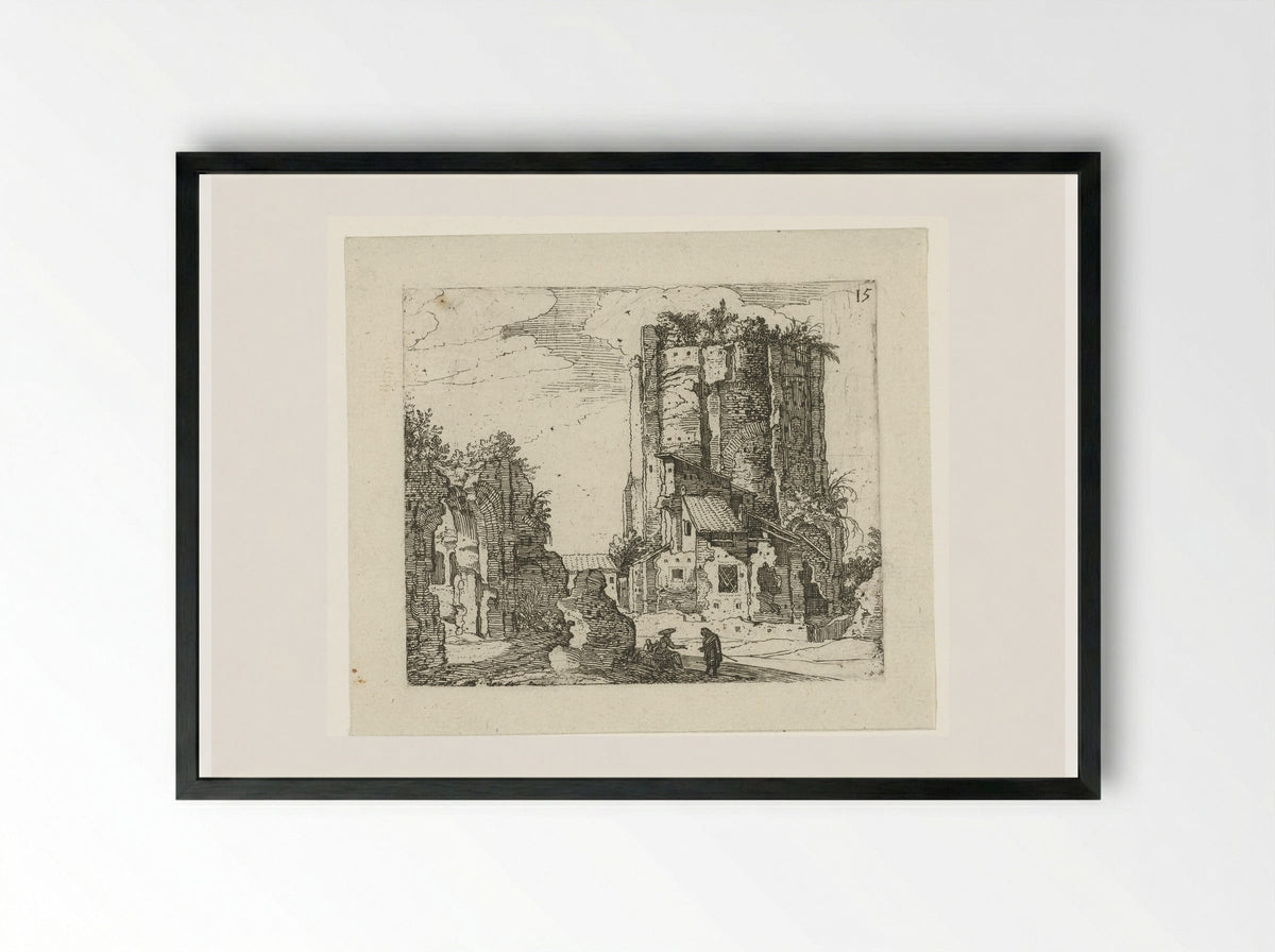 Twee ruïnes - Guilliam van Nieulandt (II) - Framed Print Black