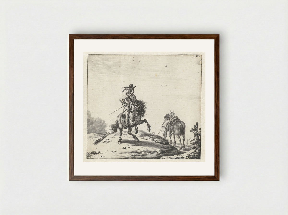 Twee ruiters (Two Riders) - Pieter Cornelisz. Verbeeck - Framed Print Dark Wood