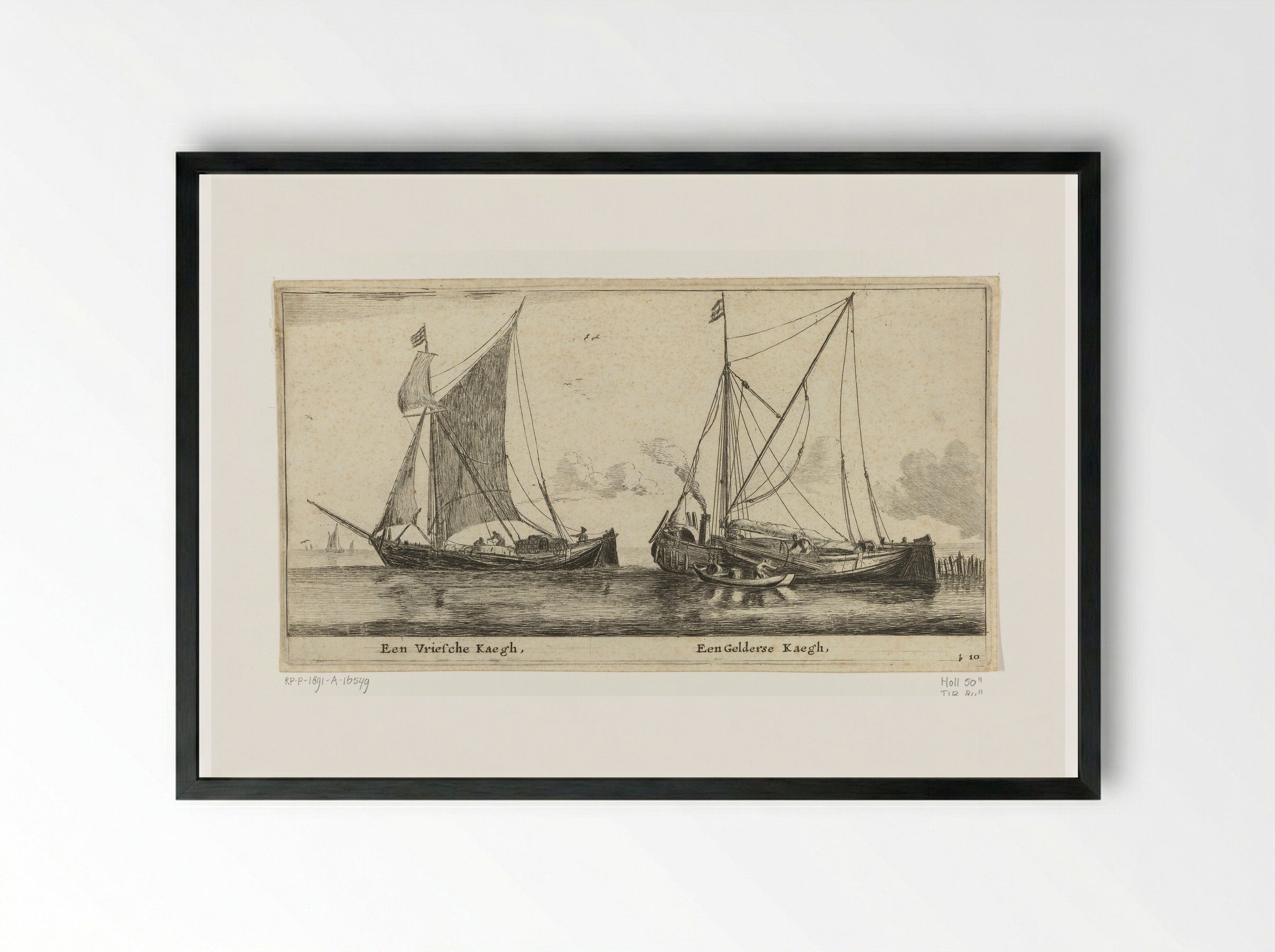 Twee schepen: een Friese kaag en een Gelderse kaag - Reinier Nooms - Framed Print Black