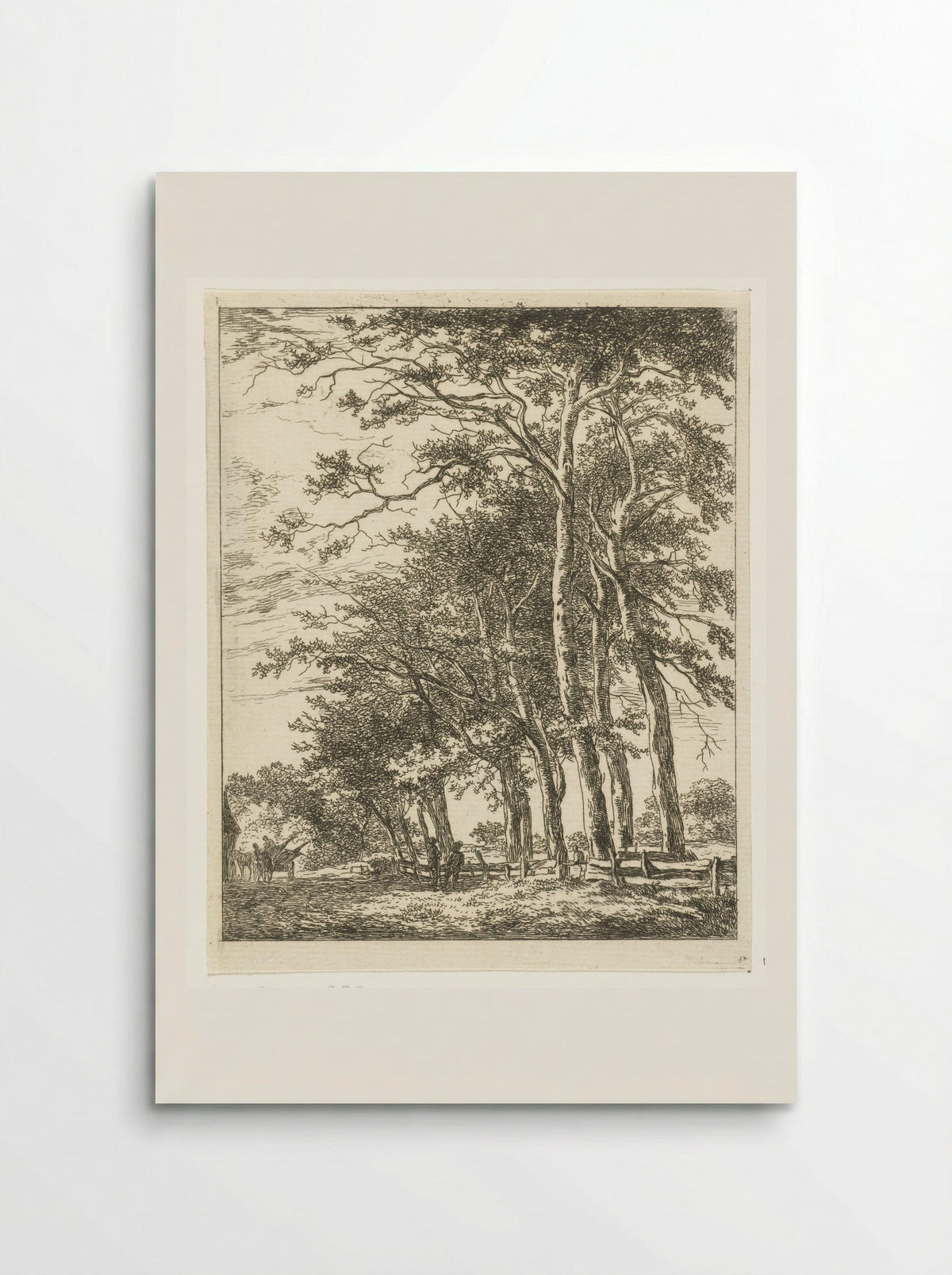 Twee staande figuren bij hoge boomen - Hermanus van Brussel - Poster