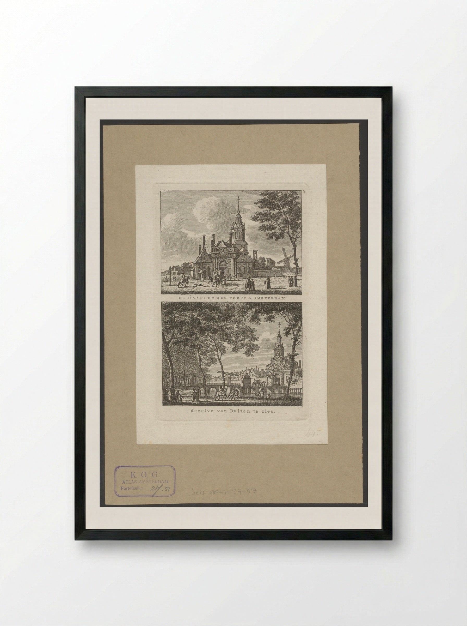 Twee stadsgezichten te Amsterdam met Haarlemmerpoort - Carel Frederik Bendorp (I) - Framed Print Black