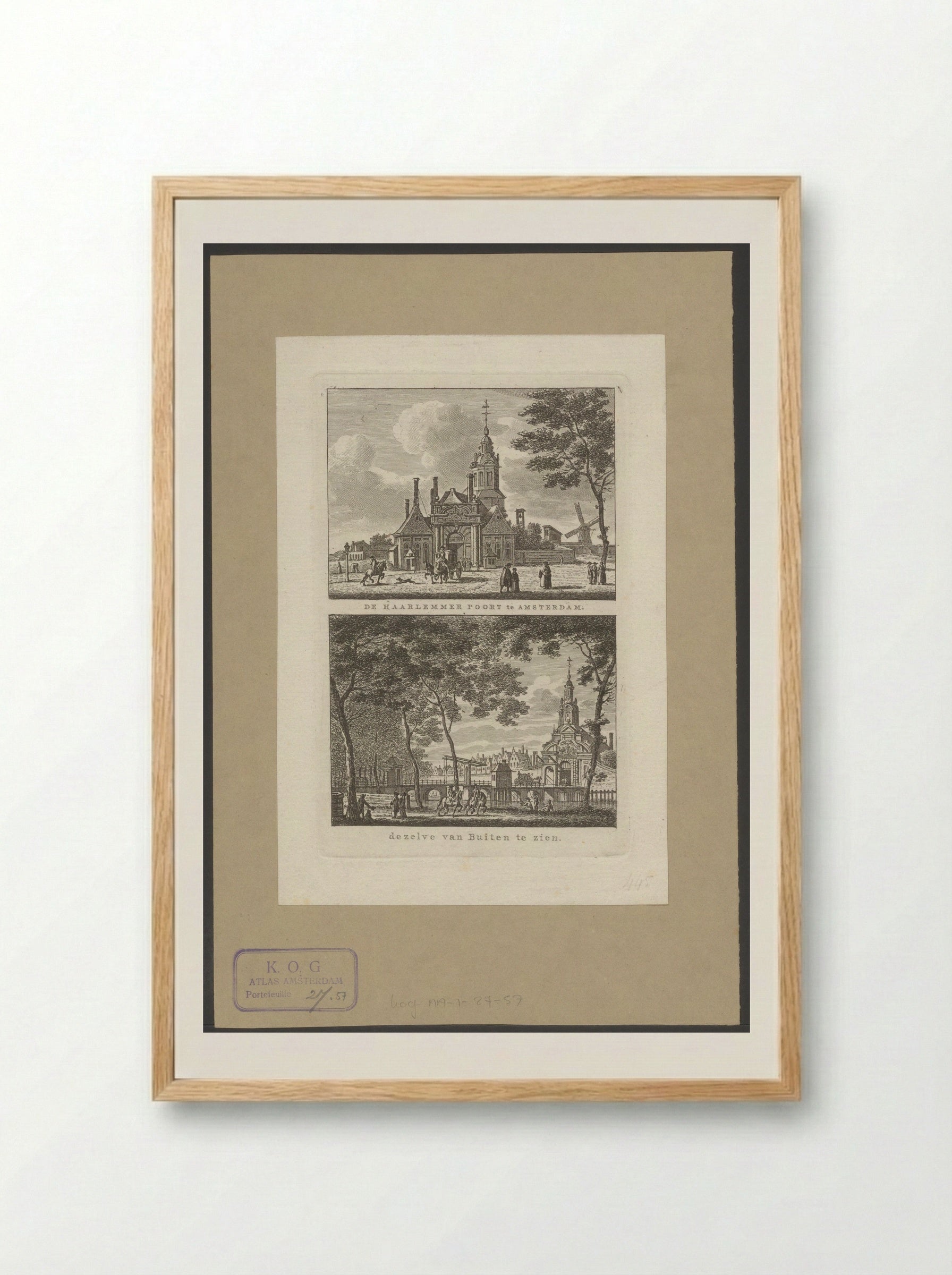Twee stadsgezichten te Amsterdam met Haarlemmerpoort - Carel Frederik Bendorp (I) - Framed Print Wood