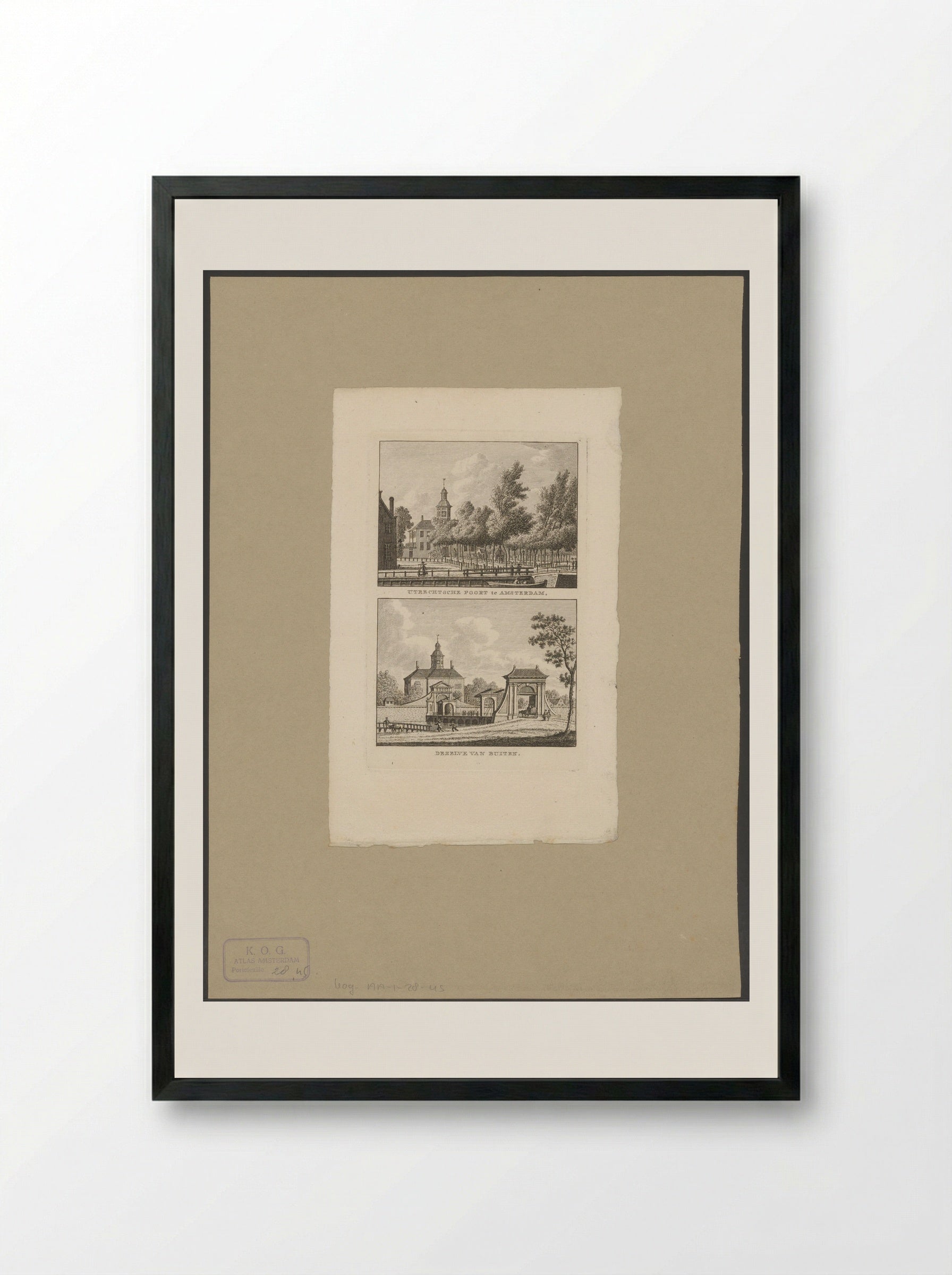Twee stadsgezichten te Amsterdam met Utrechterpoort - Carel Frederik Bendorp (I) - Framed Print Black