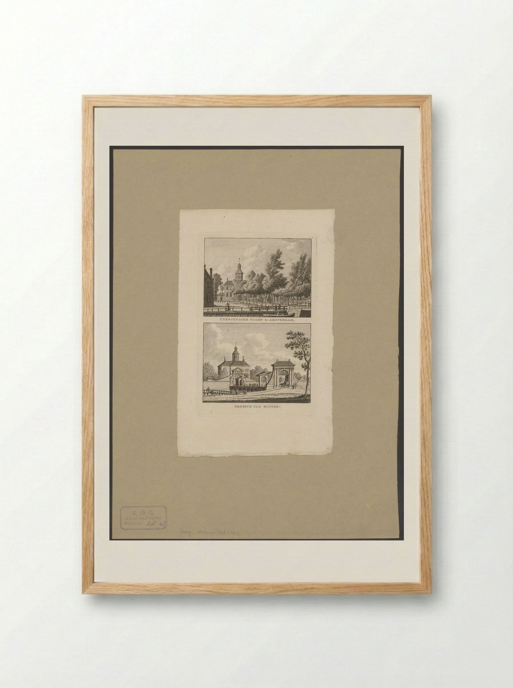 Twee stadsgezichten te Amsterdam met Utrechterpoort - Carel Frederik Bendorp (I) - Framed Print Wood