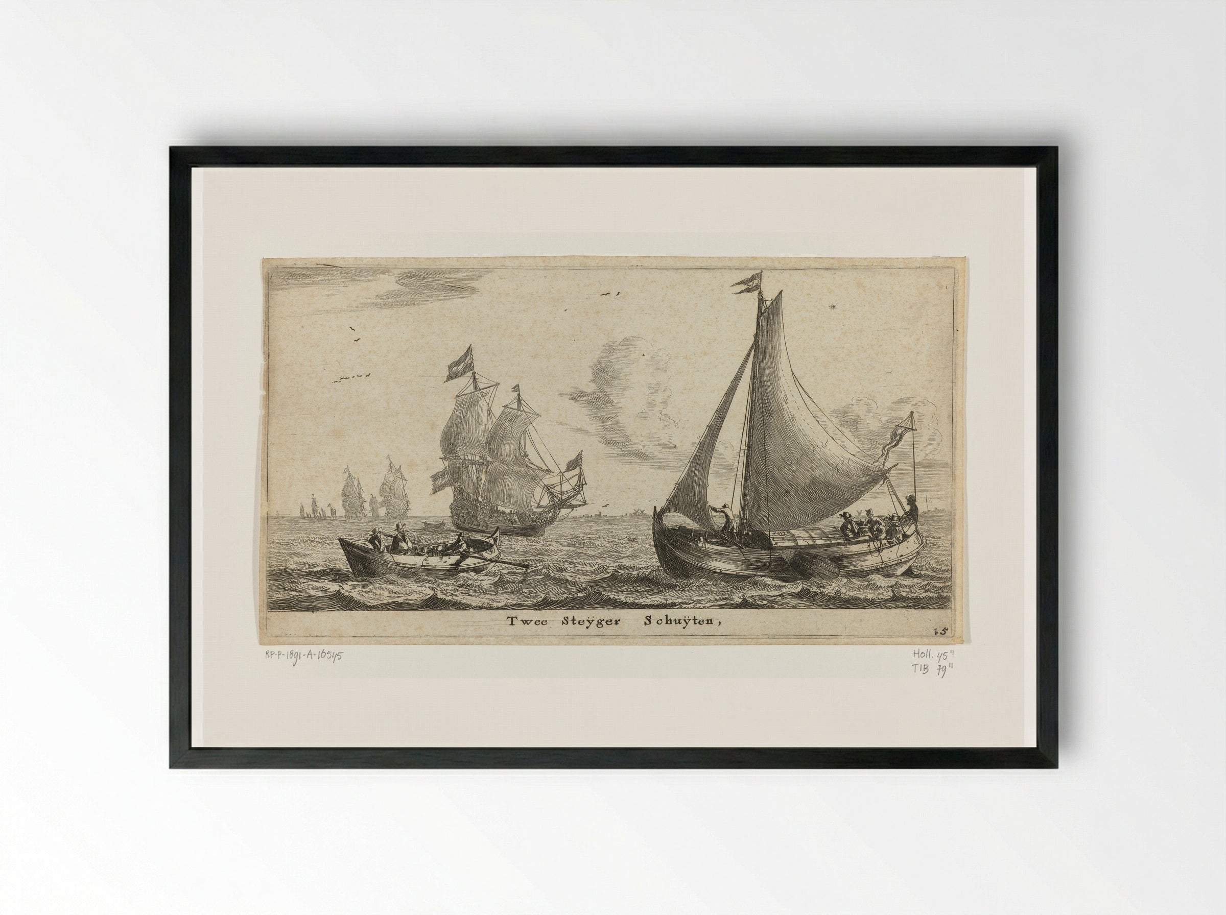 Twee steigerschuiten (Two Jetty Boats) - Reinier Nooms - Framed Print Black