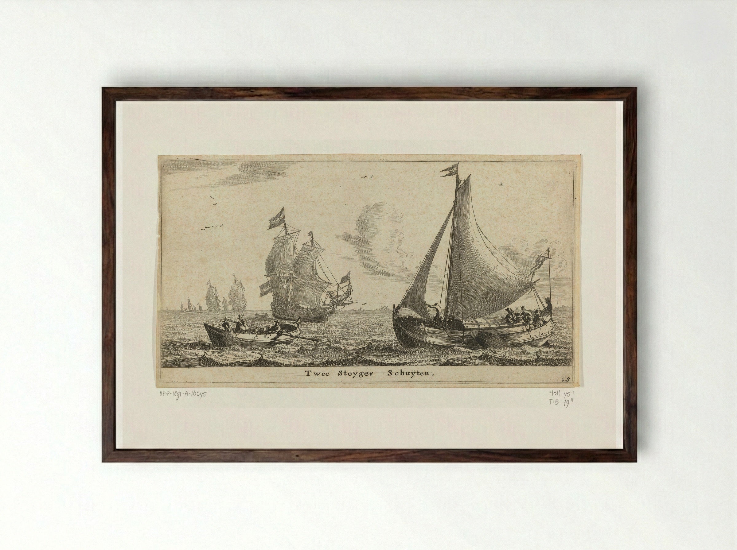 Twee steigerschuiten (Two Jetty Boats) - Reinier Nooms - Framed Print Dark Wood