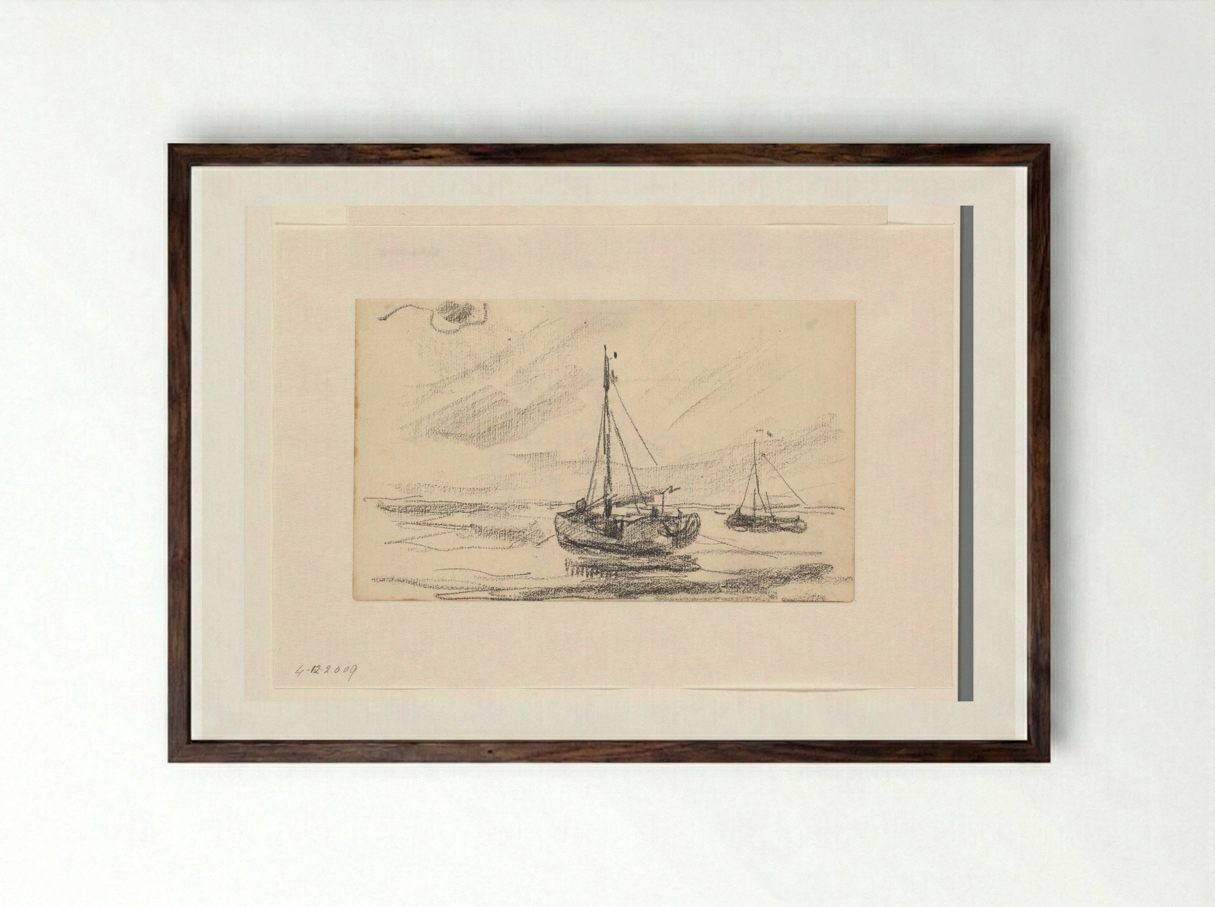 Twee vissersboten op zee - Willem Bastiaan Tholen - Framed Print Dark Wood