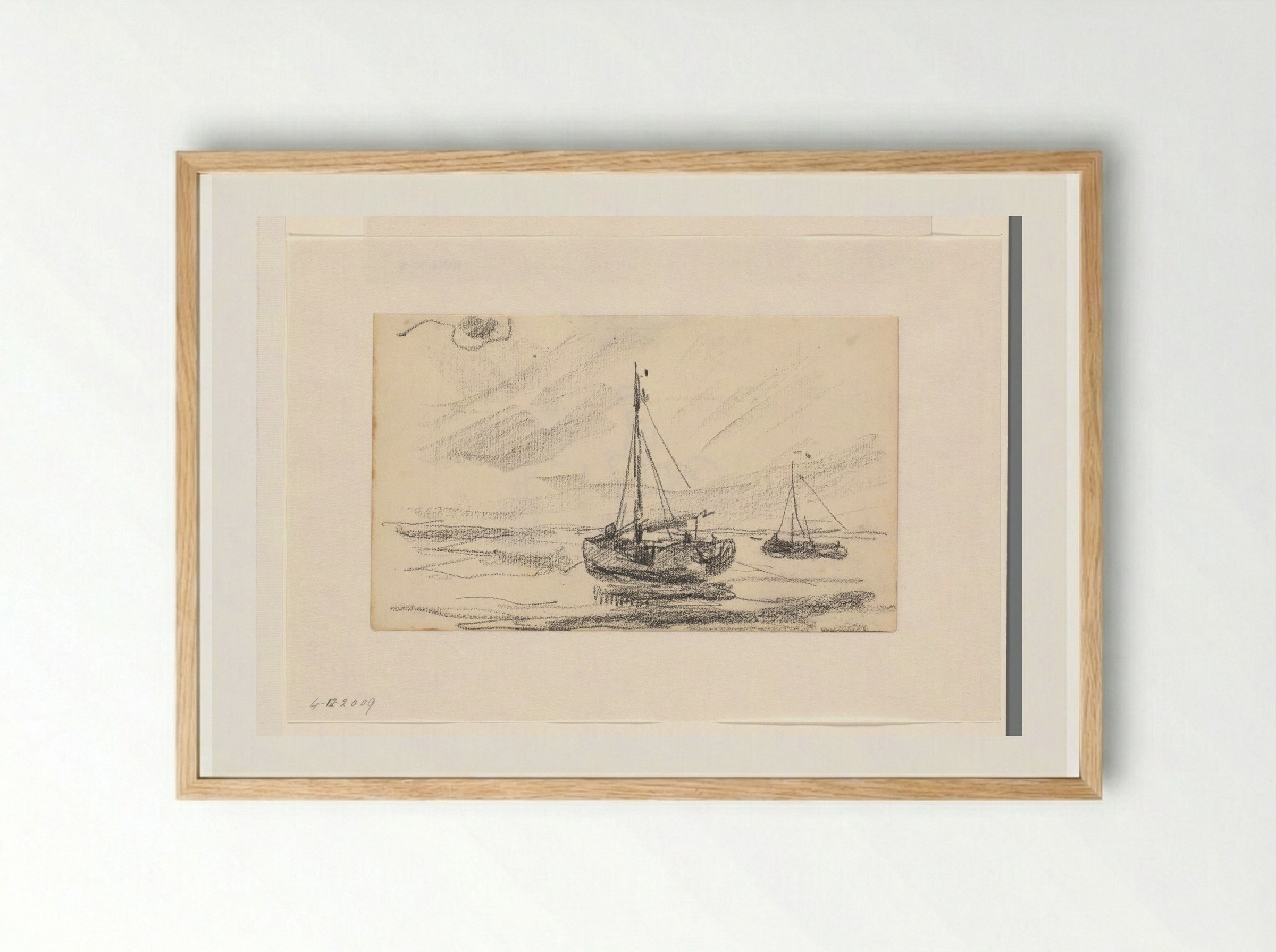 Twee vissersboten op zee - Willem Bastiaan Tholen - Framed Print Wood
