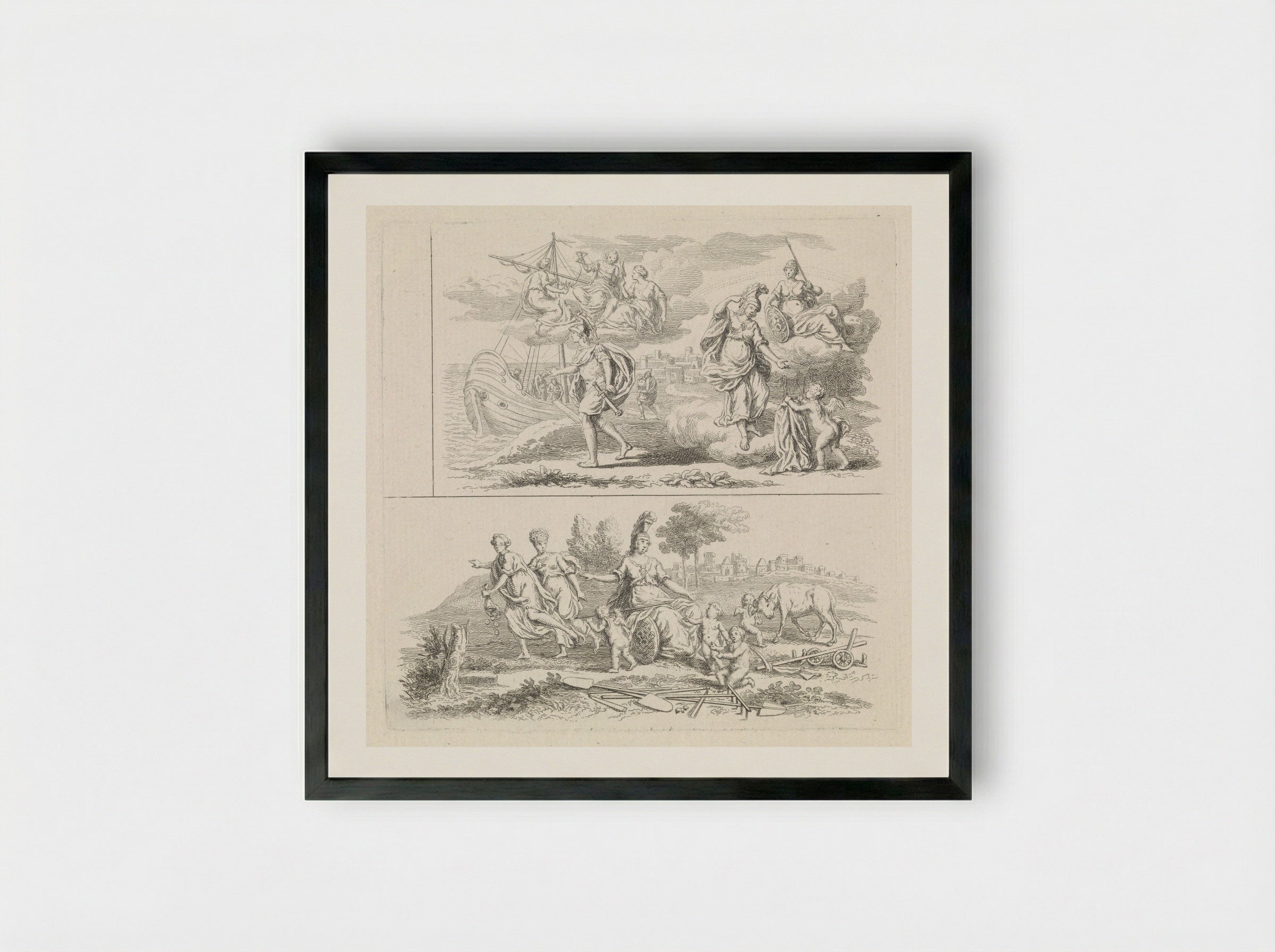 Twee voorstellingen met Minerva - Pieter Tanjé - Framed Print Black