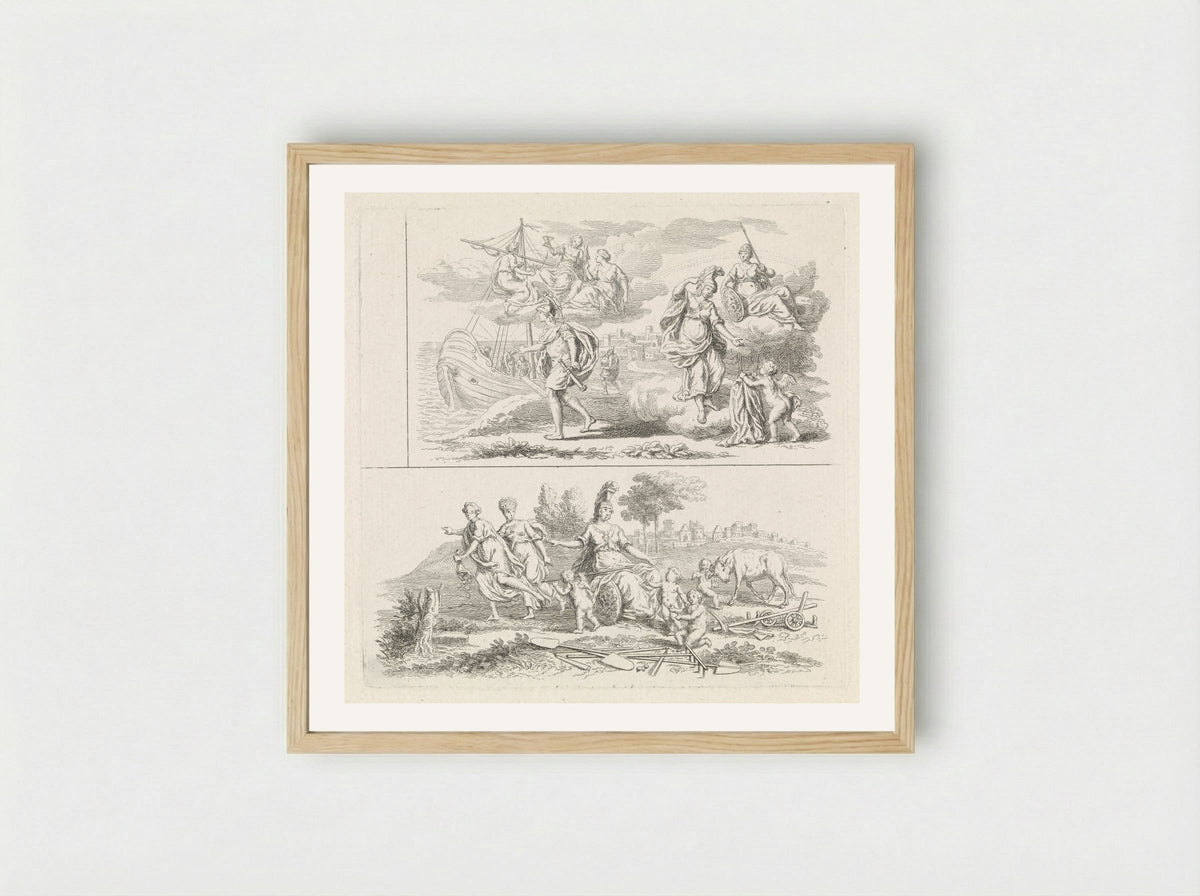 Twee voorstellingen met Minerva - Pieter Tanjé - Framed Print Wood