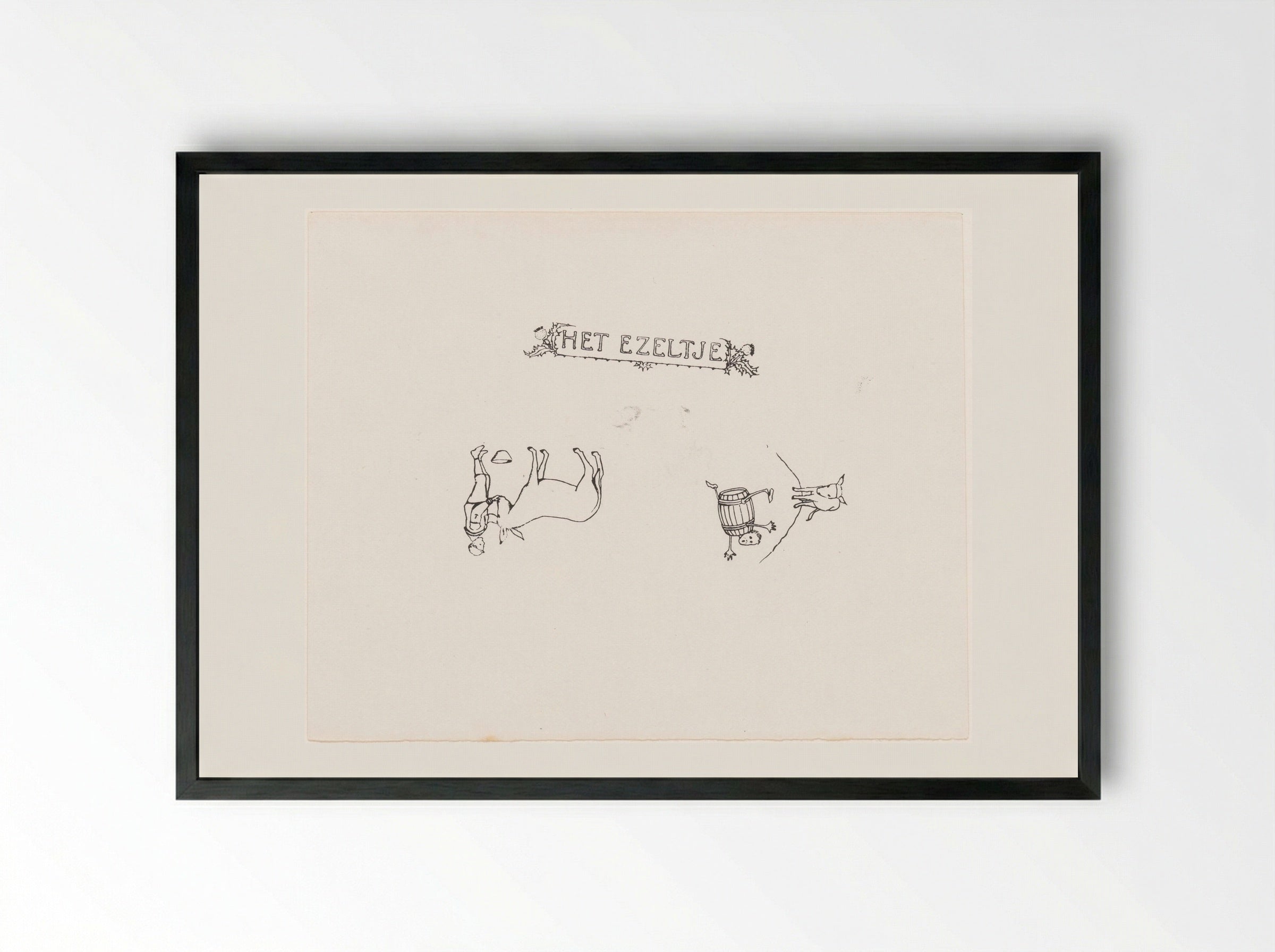 Twee voorstellingen met een jongen en een ezel - Julie de Graag - Framed Print Black