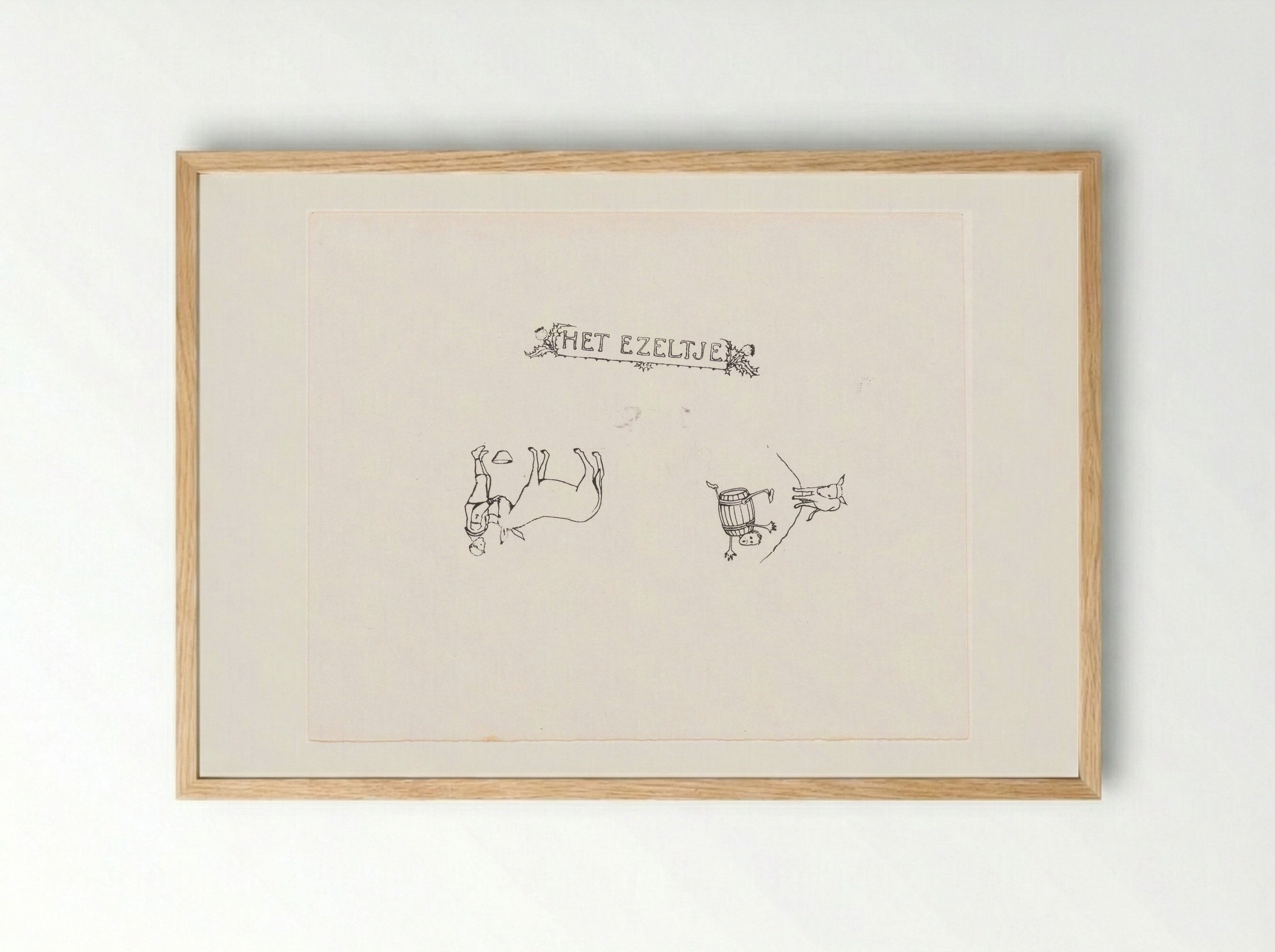 Twee voorstellingen met een jongen en een ezel - Julie de Graag - Framed Print Wood