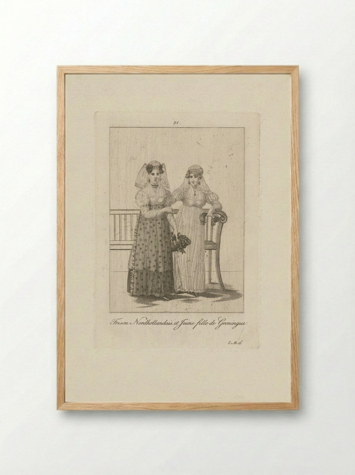 Twee vrouwen in Friese en Groningse klederdracht - Karel Christiaan Fuchs - Framed Print Wood