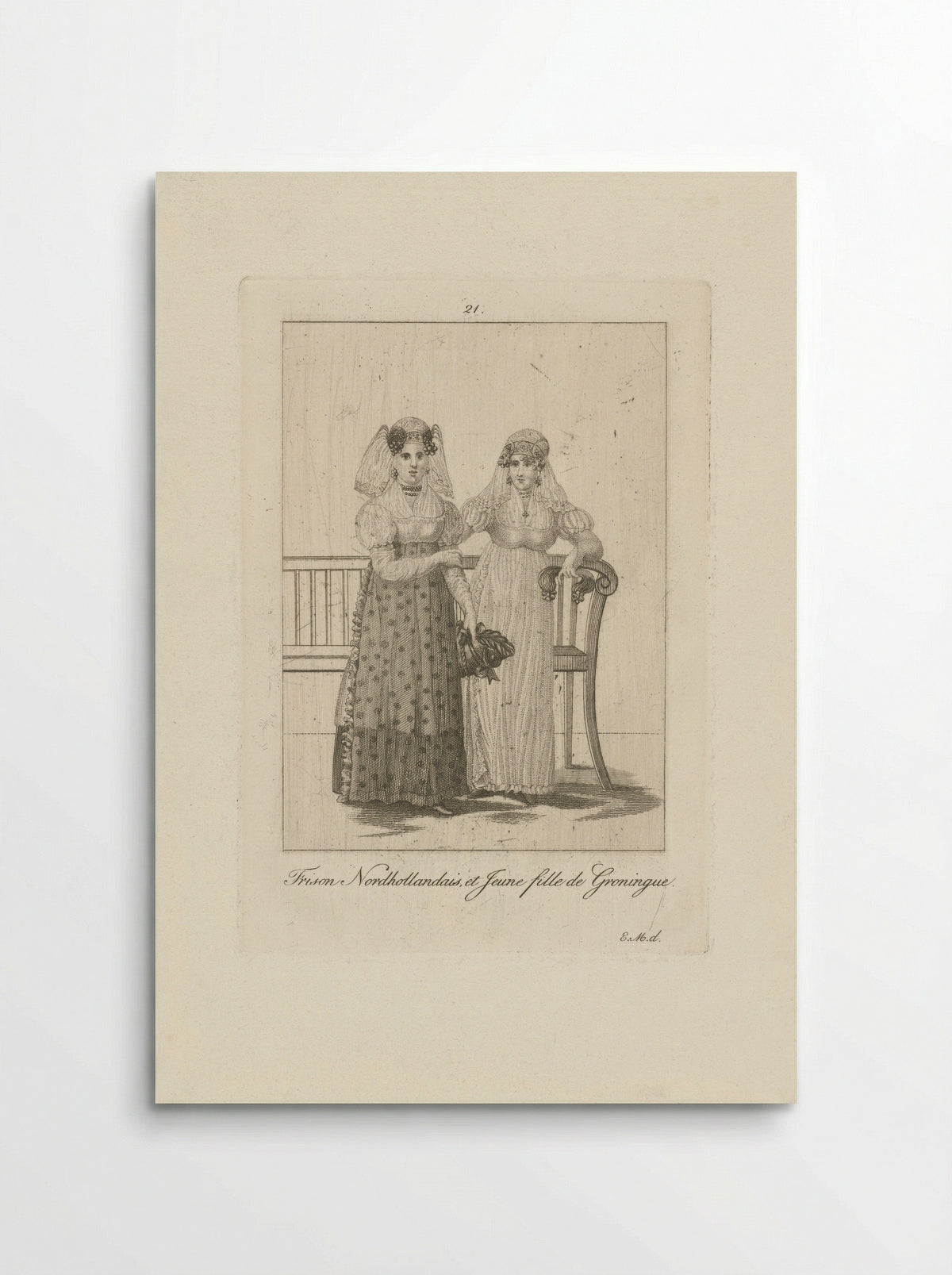 Twee vrouwen in Friese en Groningse klederdracht - Karel Christiaan Fuchs - Poster