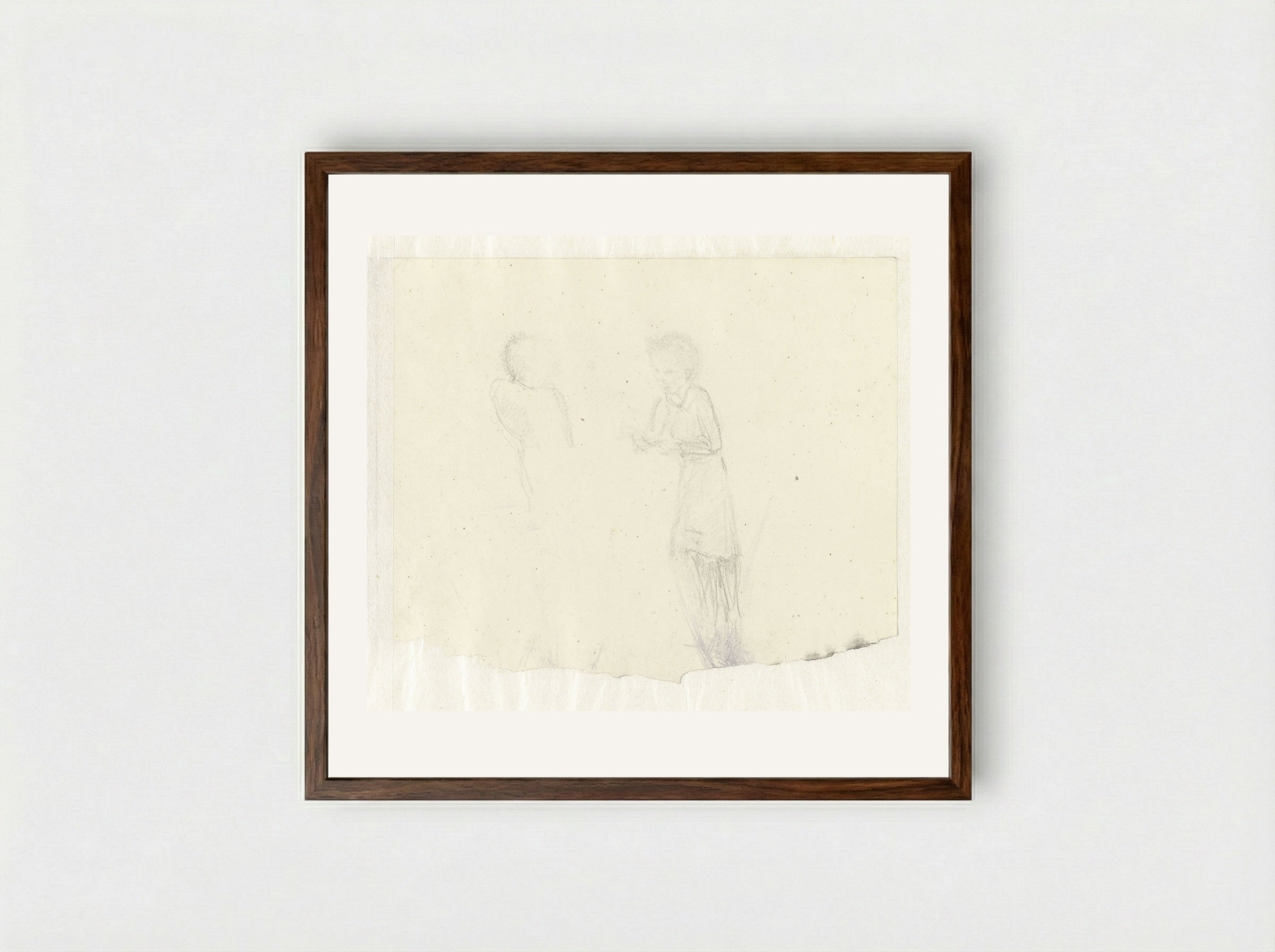 Twee vrouwen met elkaar in gesprek - Aat Breur-Hibma - Framed Print Dark Wood